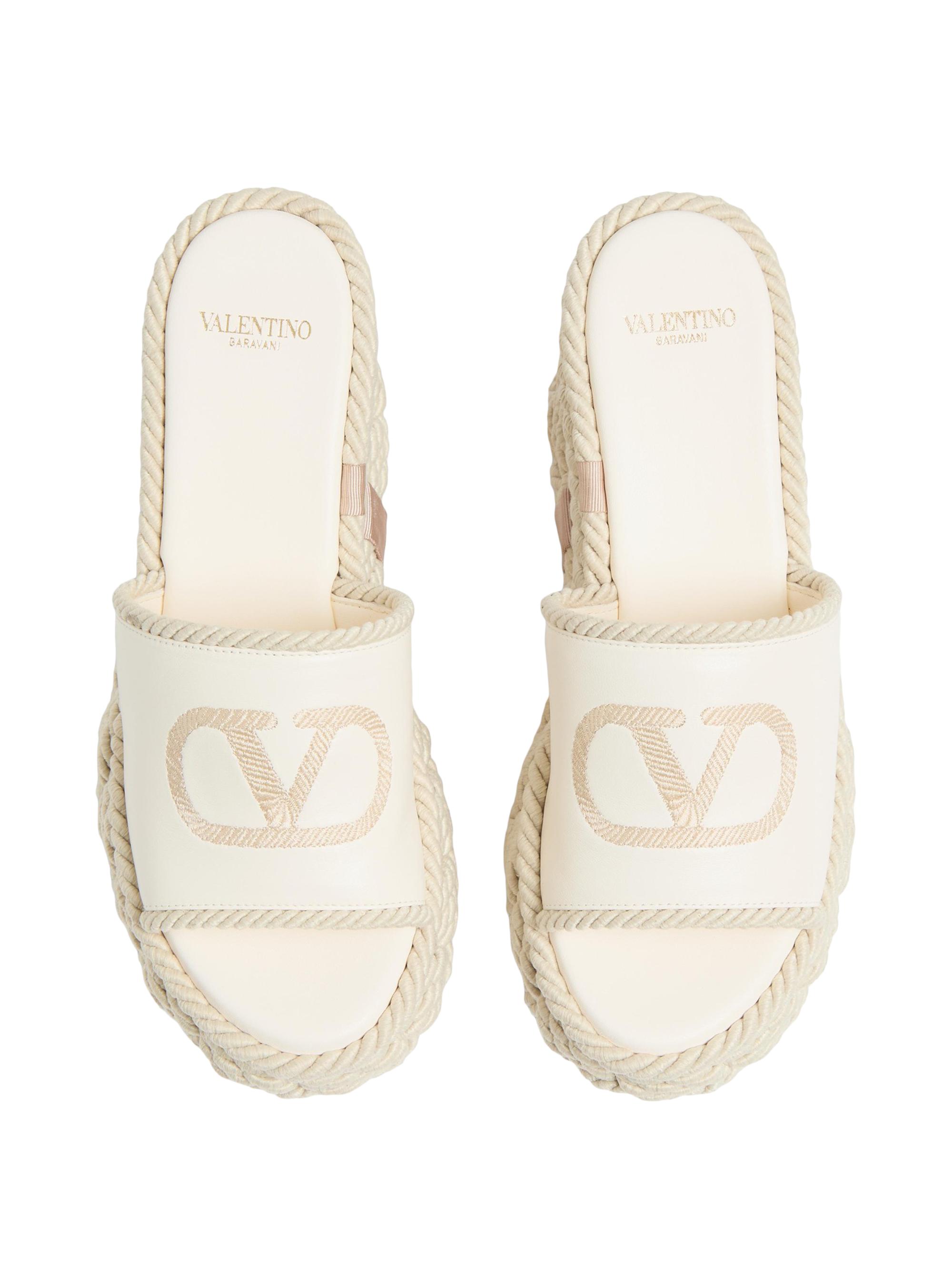 Valentino Garavani VLogo Torchon 100MM Wedge Slides in Nappa