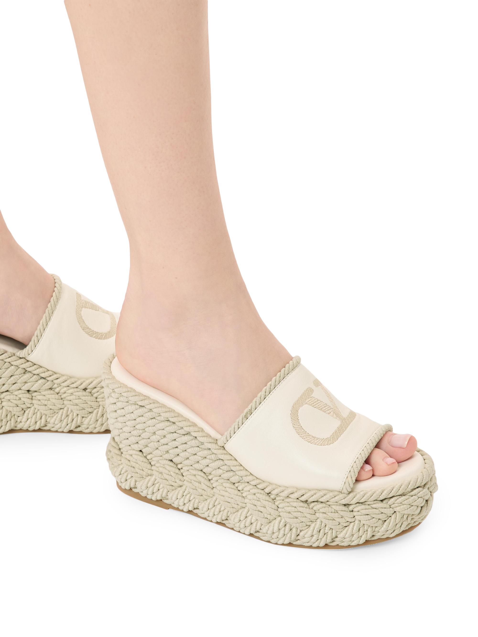 Valentino Garavani VLogo Torchon 100MM Wedge Slides in Nappa