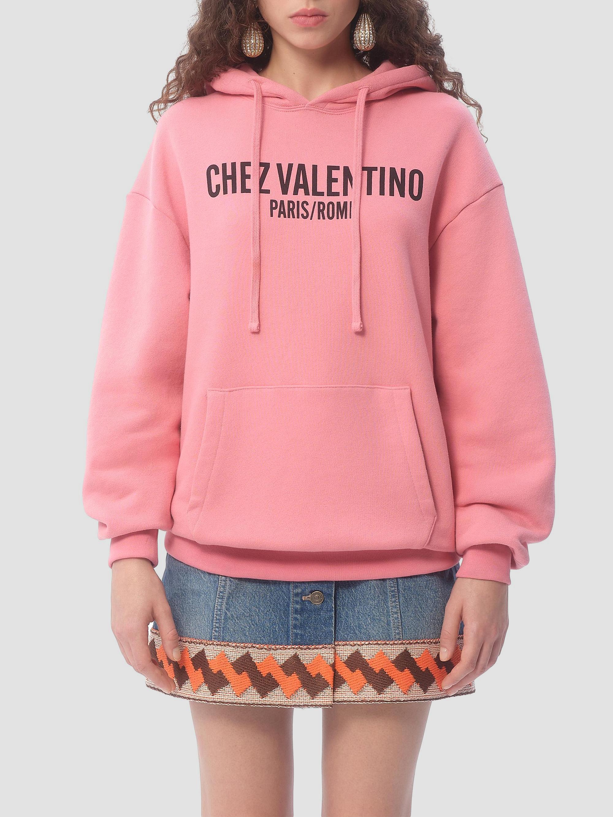 Valentino Garavani Women's Sweatshirt in Jersey Cotton Sweatshirt with Chez Valentino Print - Pink | Thumbnail 2