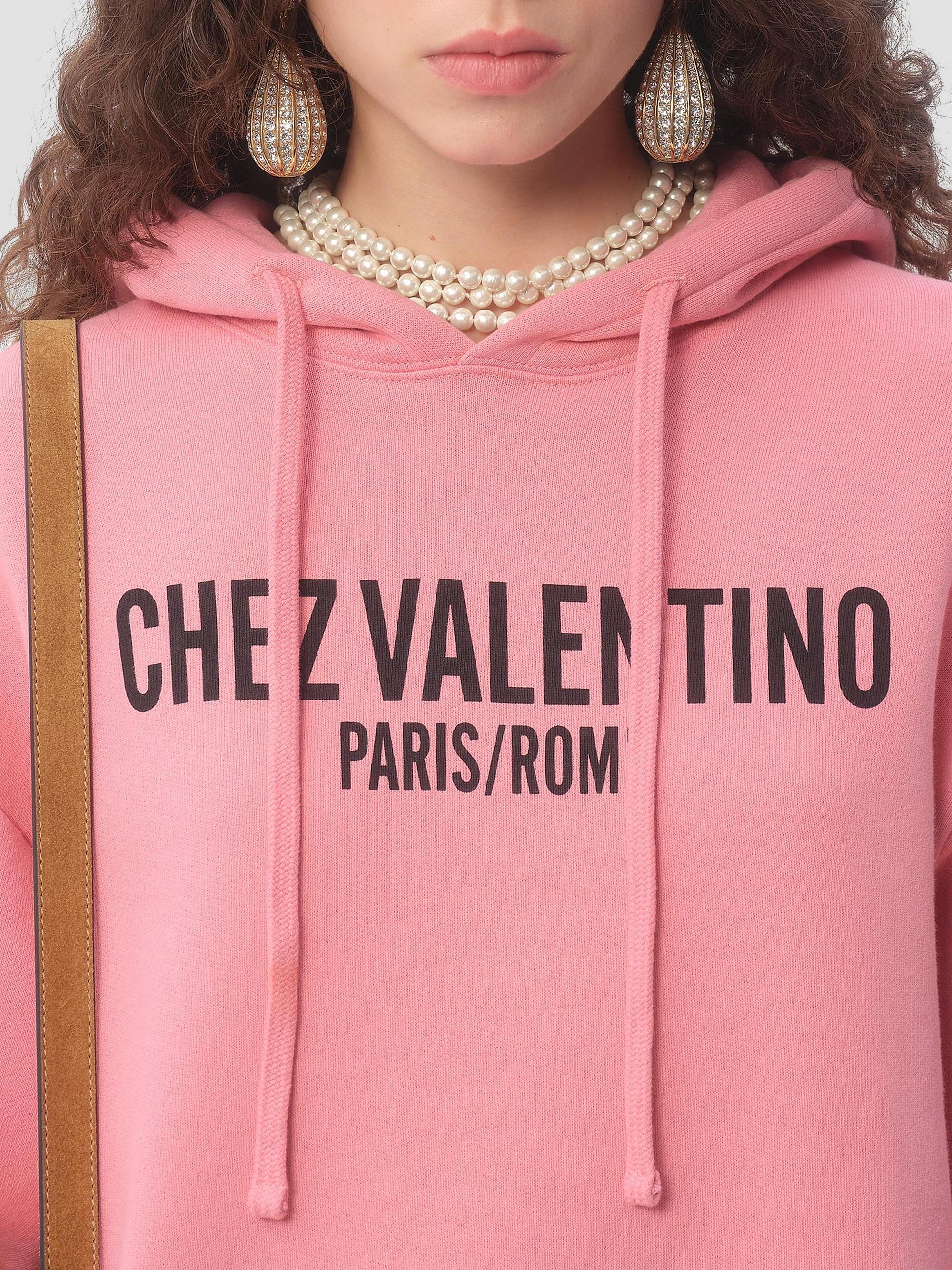 Valentino Garavani Women's Sweatshirt in Jersey Cotton Sweatshirt with Chez Valentino Print - Pink | Thumbnail 5