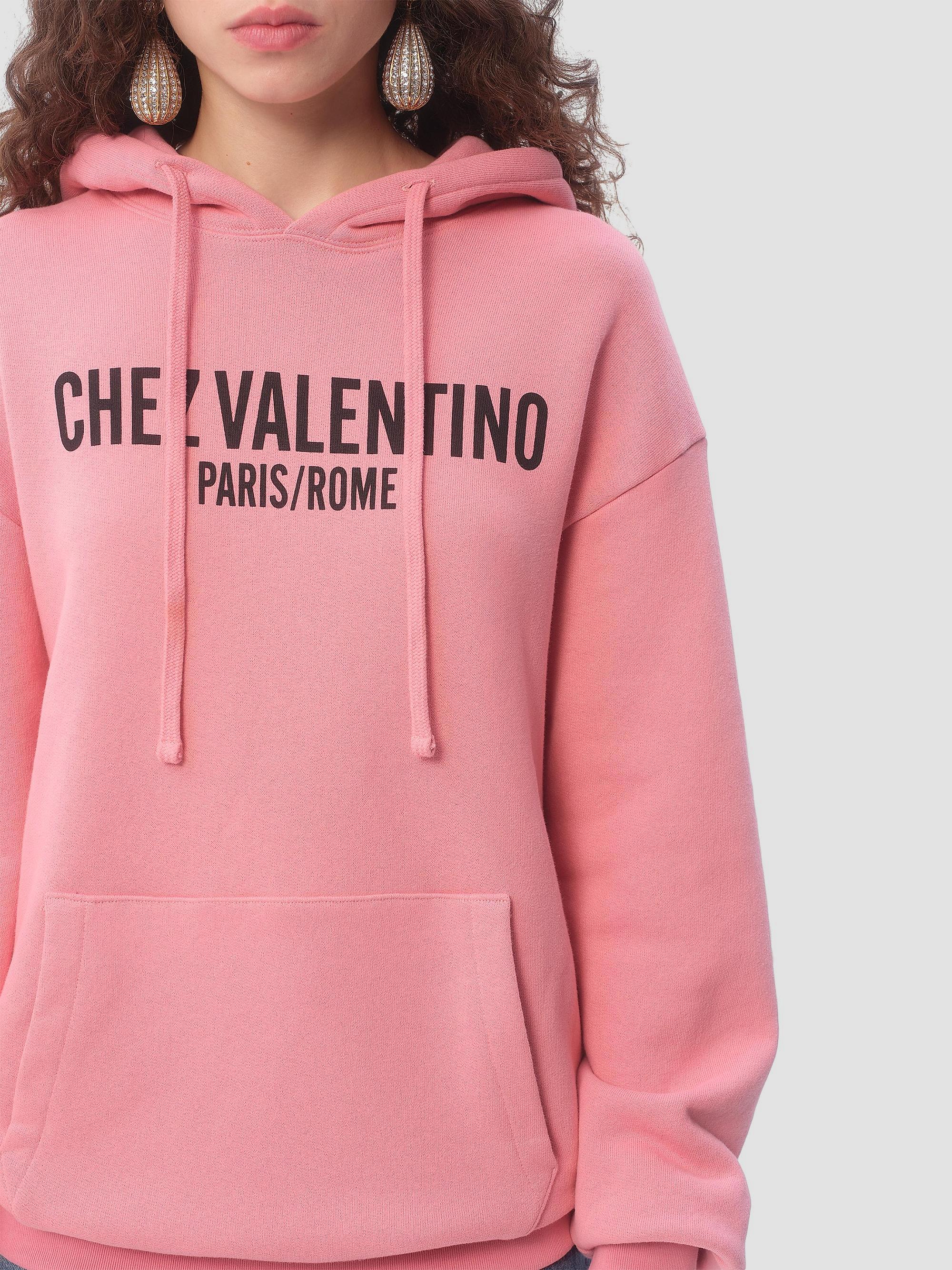 Valentino Garavani Women's Sweatshirt in Jersey Cotton Sweatshirt with Chez Valentino Print - Pink | Thumbnail 6