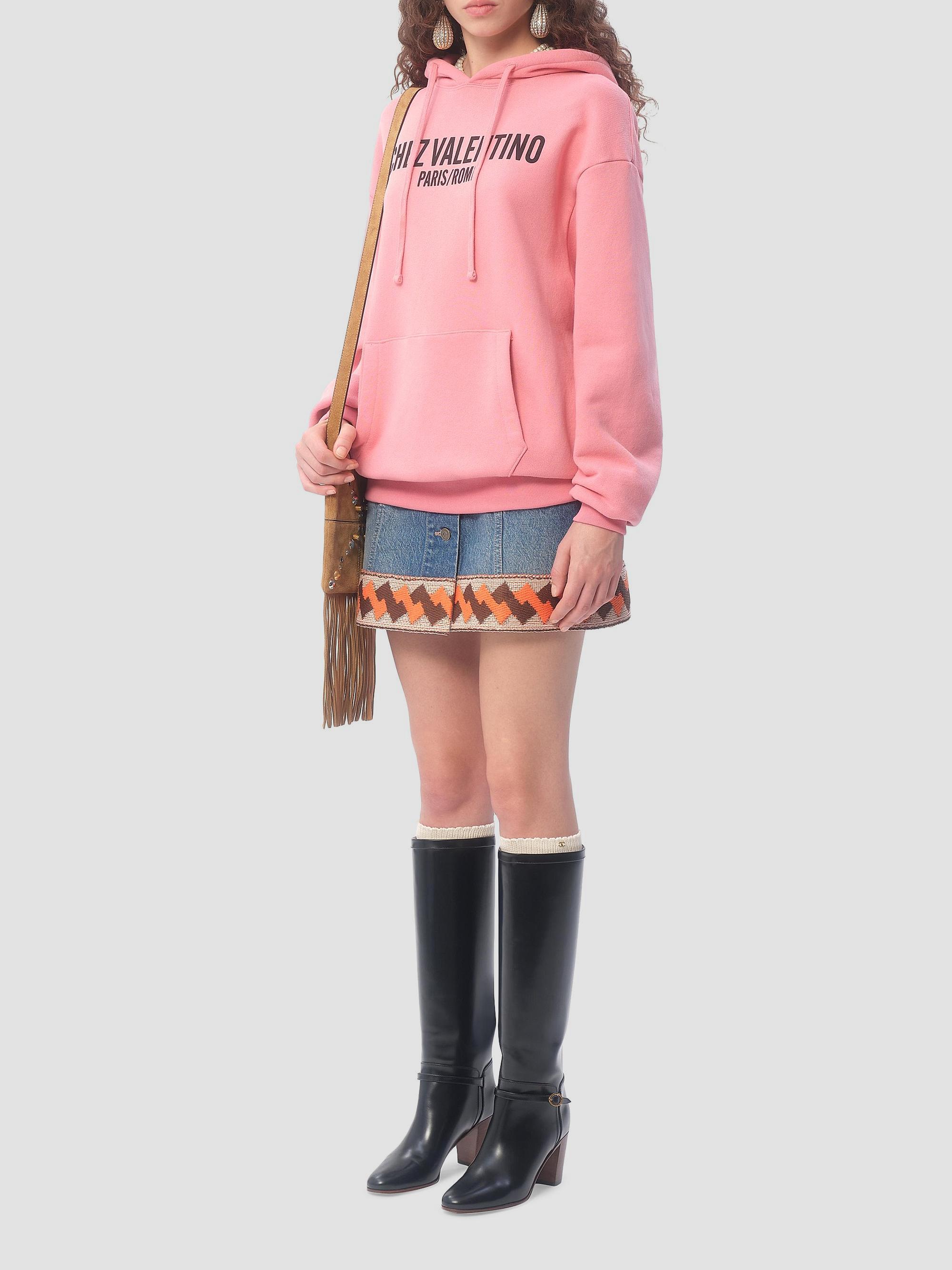 Valentino Garavani Women's Sweatshirt in Jersey Cotton Sweatshirt with Chez Valentino Print - Pink | Thumbnail 8