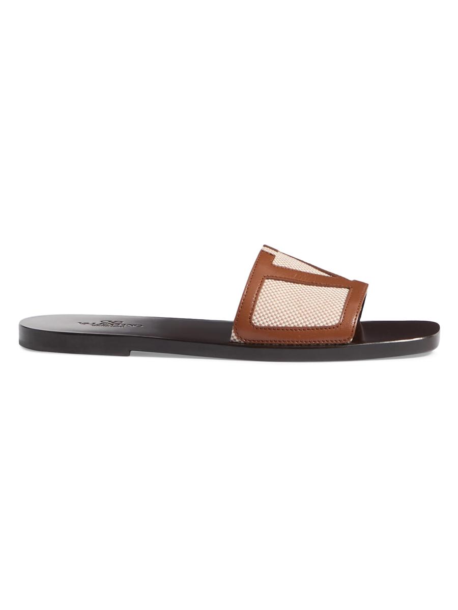 Valentino Garavani Men's Viva Superstar Slide Sandals In Canvas And Nappa