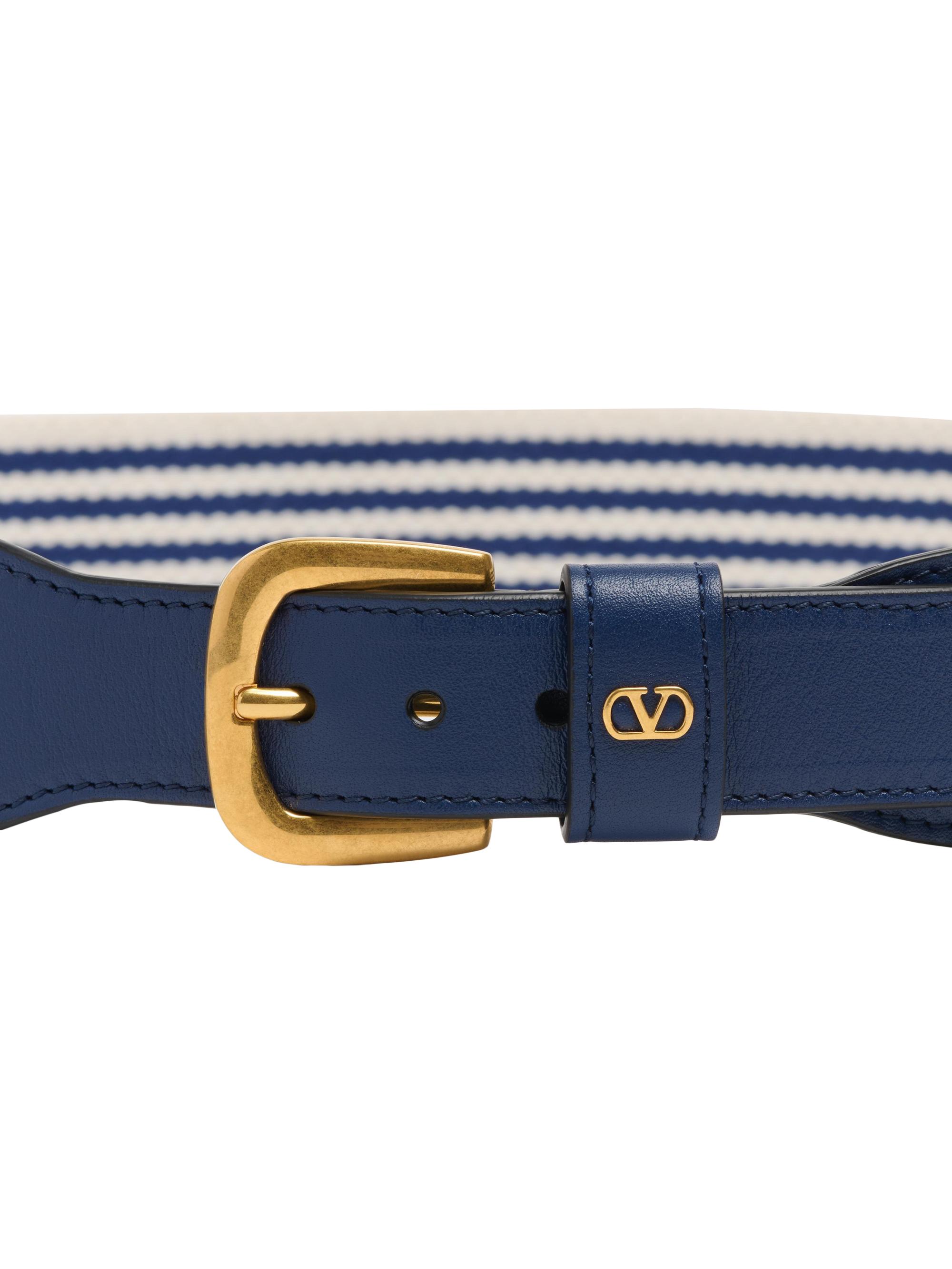 Ceinture Valentino 100% Cuir - Taille 115 - Noir/Blu - Fabriquée En Italie (NEUF)