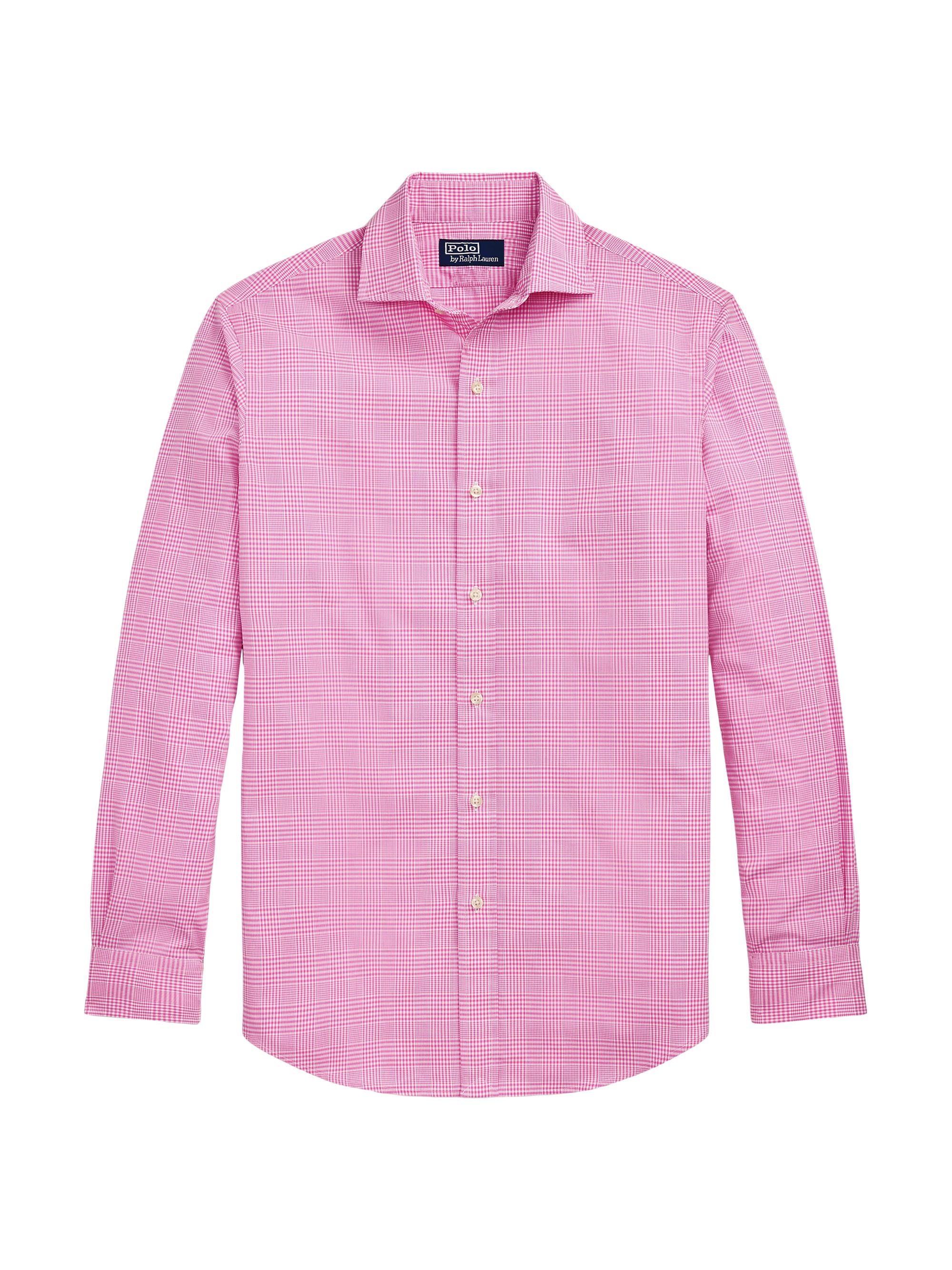open lace back dress Men's Solid Pink Long Sleeve Dress Shirt, Stain Repellent, Wrinkle Resistant main image 0