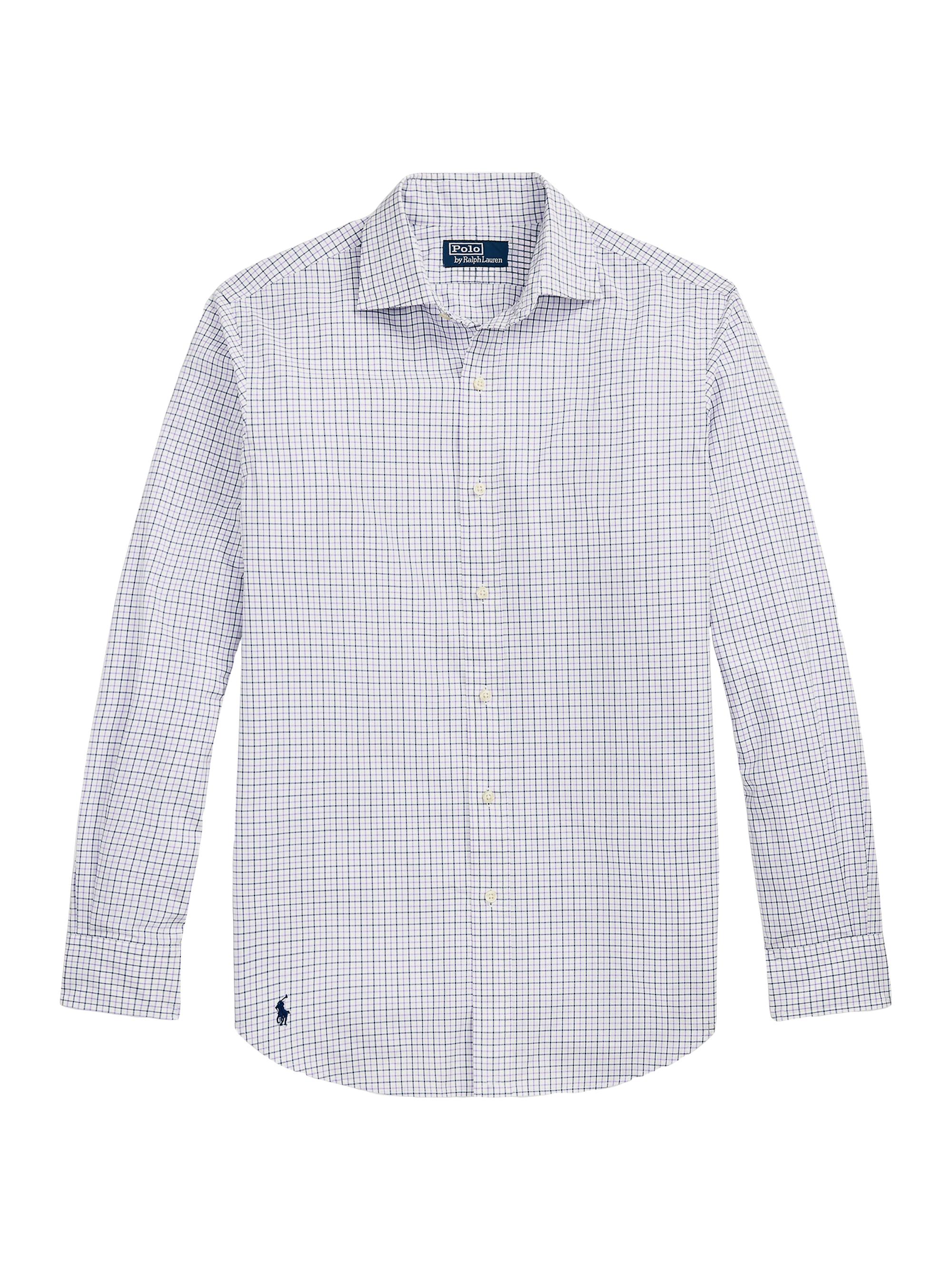 Polo Ralph Lauren Men's Classic Fit Poplin Button-Front Shirt - White Purple Multi