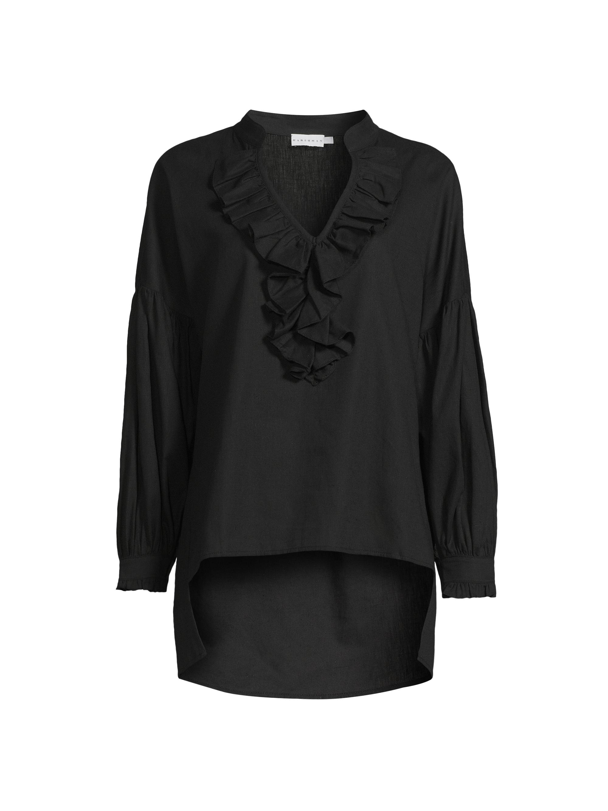 Harshman Women's Cordelia Ruffle Blouse - Black