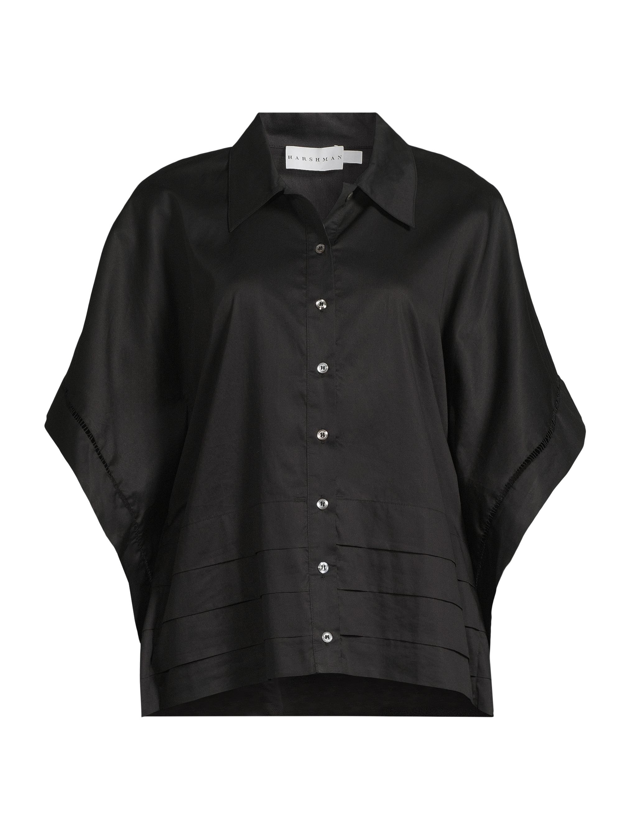 Harshman Women's Harpa Pleated Cotton Shirt - Black