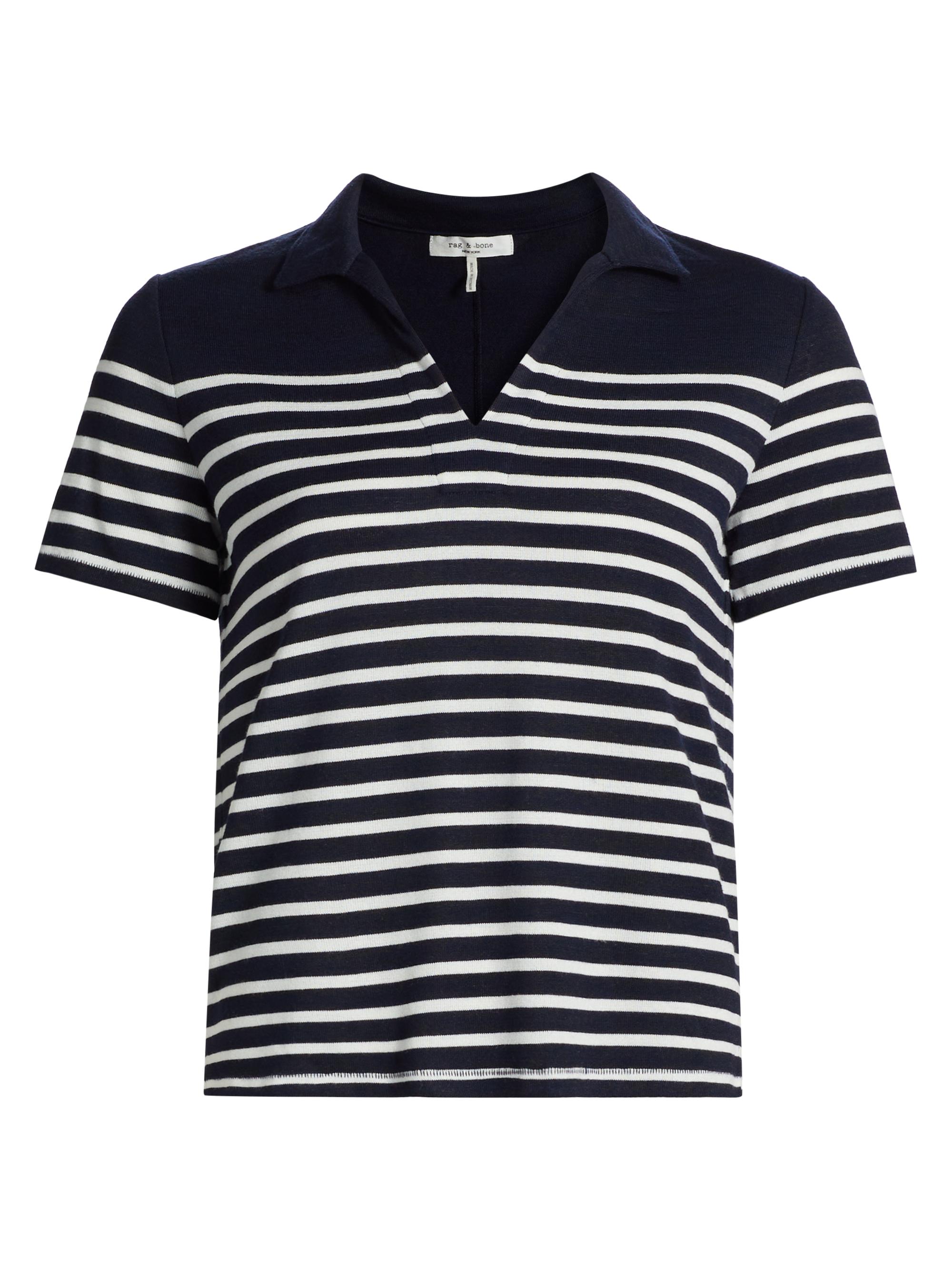 rag & bone Women's The Knit Stripe Polo Shirt -  Pale
