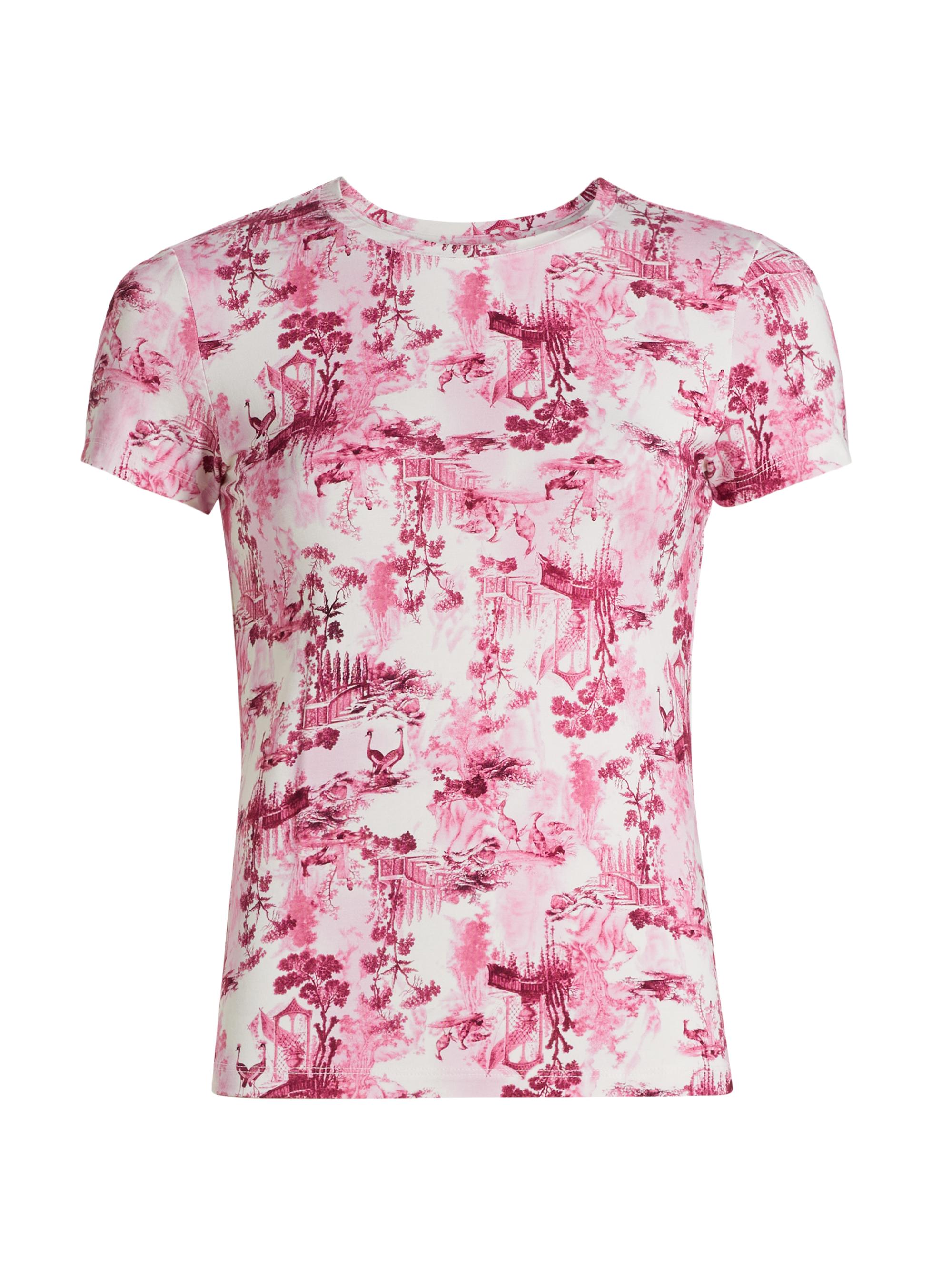 L'AGENCE Women's Ressi Floral T-Shirt - White Pink Porcelain Toile