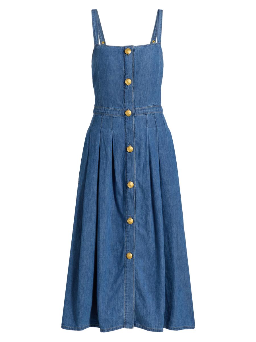 knee length dresses for ladies Medium Wash Mara Denim Bustier Dress