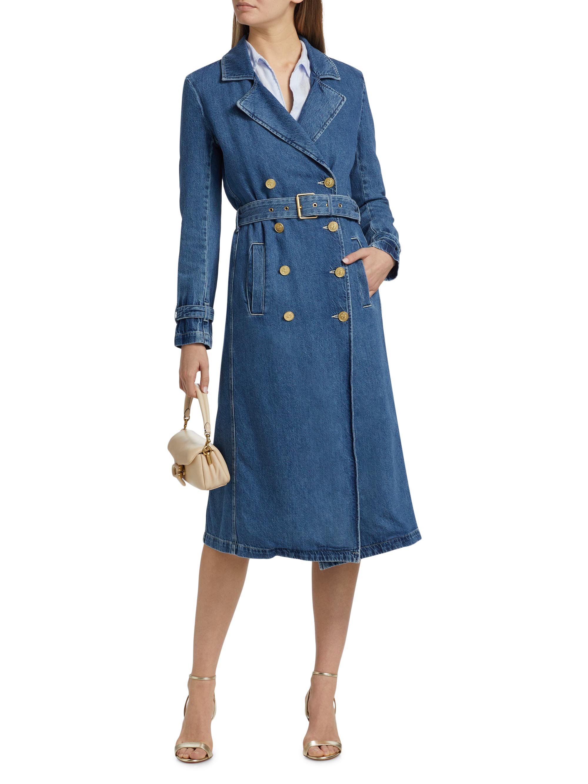 L'AGENCE Bradley Belted Cotton Denim Trench Coat | Saks Fifth Avenue