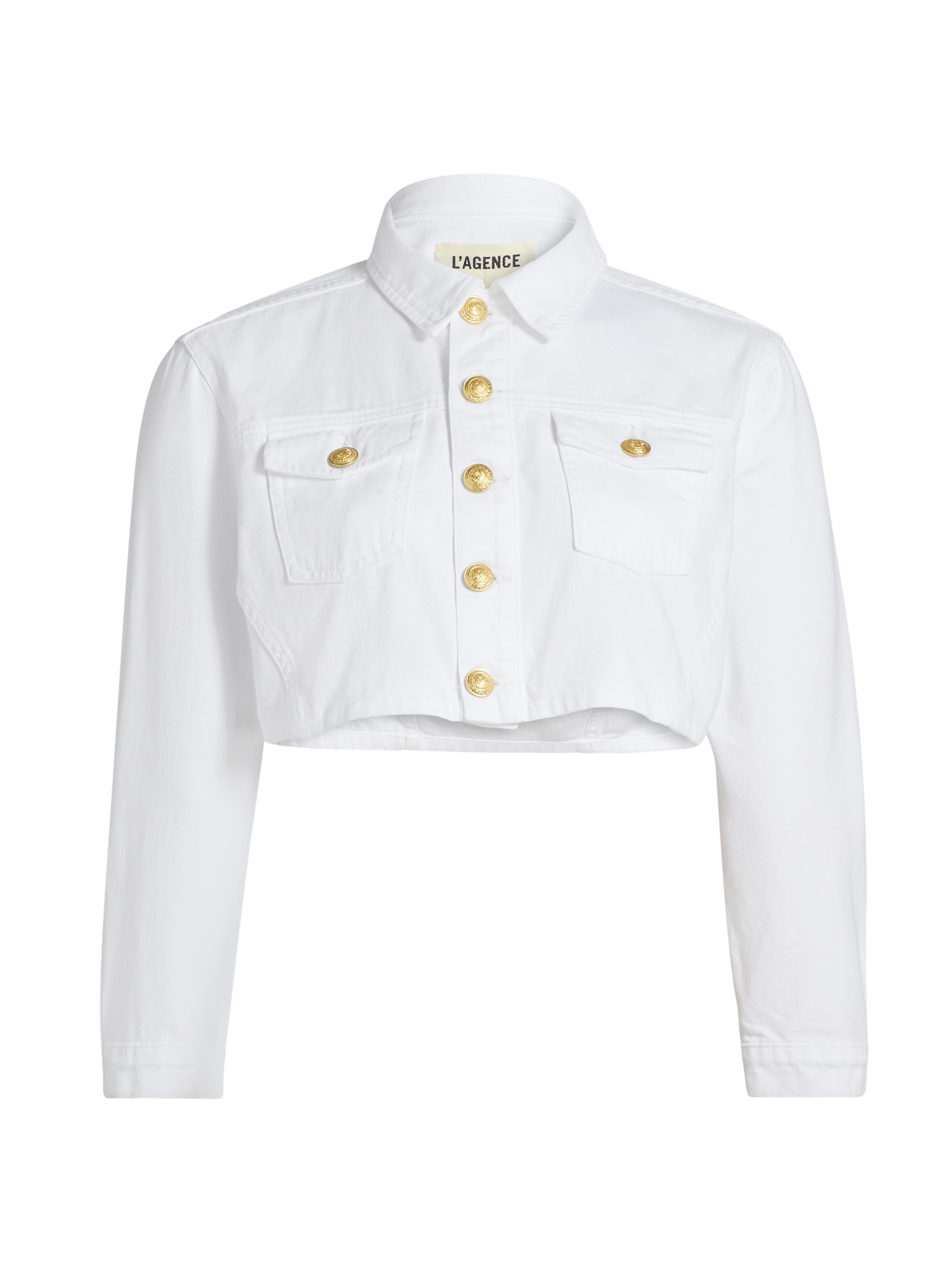 L'AGENCE Women's Genevie Denim Crop Jacket - Blanc