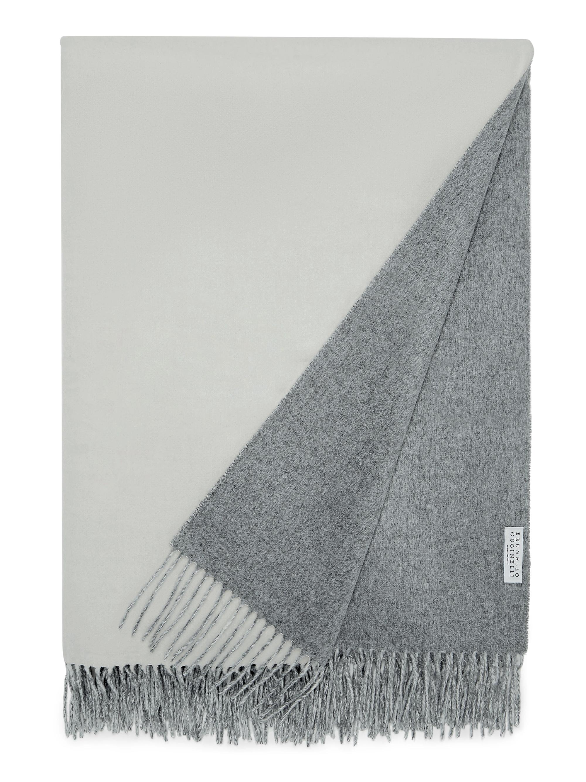 Brunello Cucinelli Silk Double Cloth Throw with Fringe - Light Grey