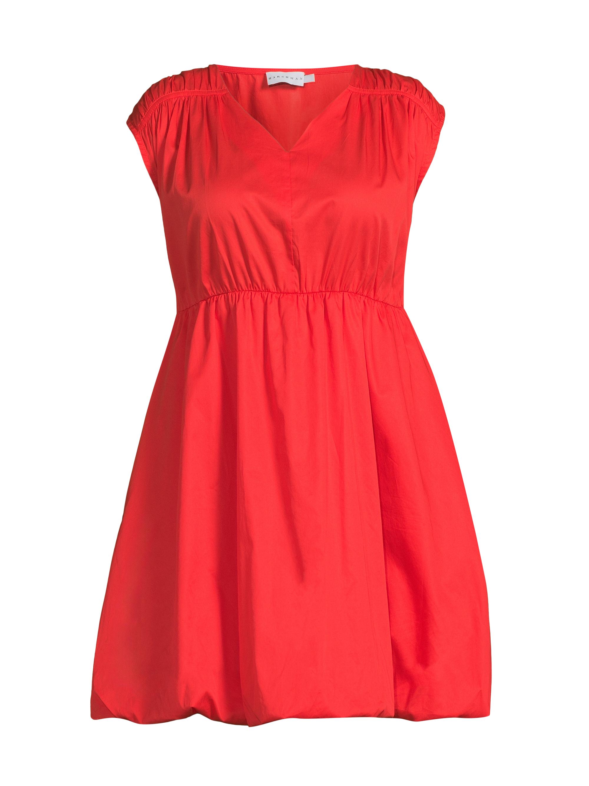 Harshman Women's Plus Arla Gathered Cotton Minidress - Poppy Red