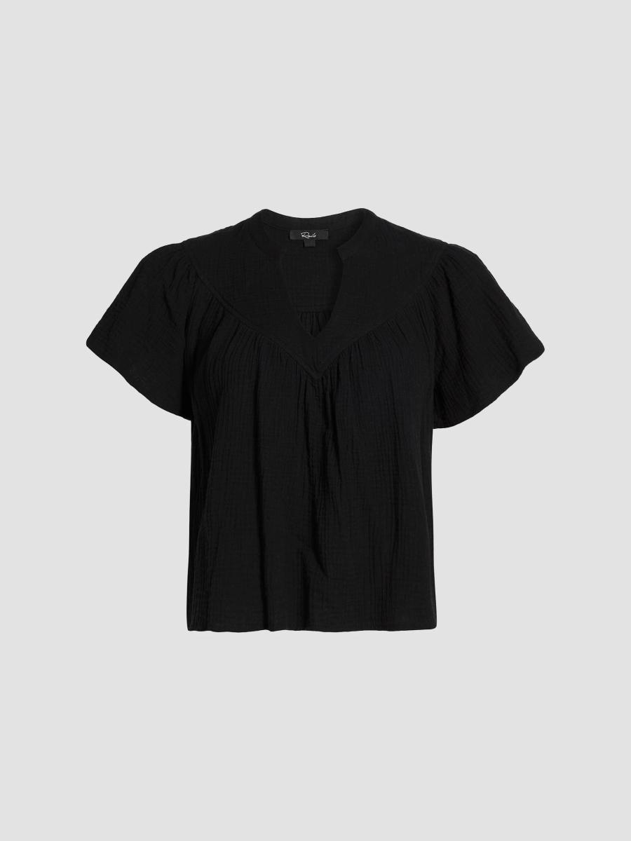 Rails Sayer Gauze Split Neck Short-Sleeve Top | Saks Fifth Avenue