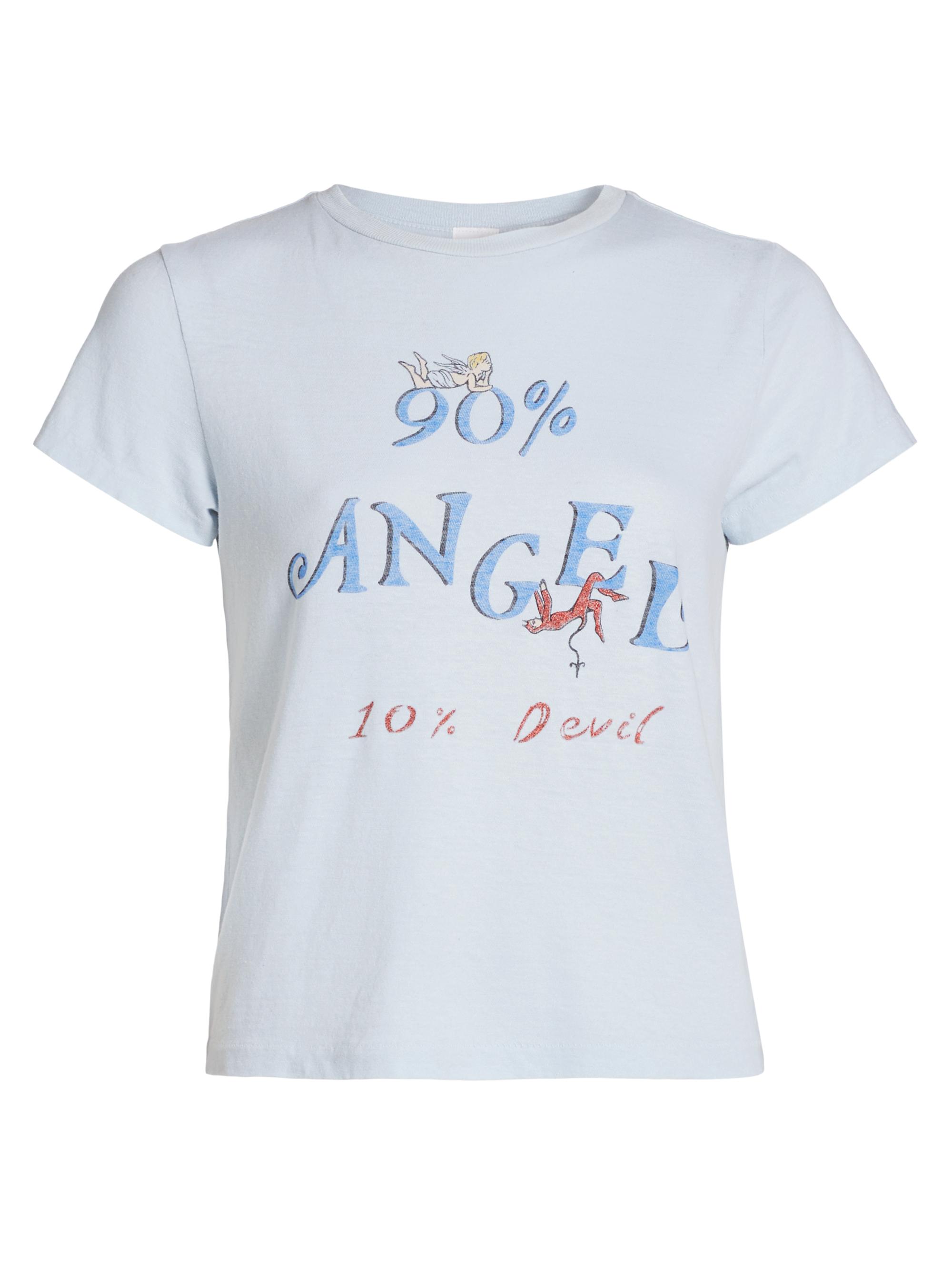 Re/done Women's Classic Angel Devil T-Shirt - Light Blue