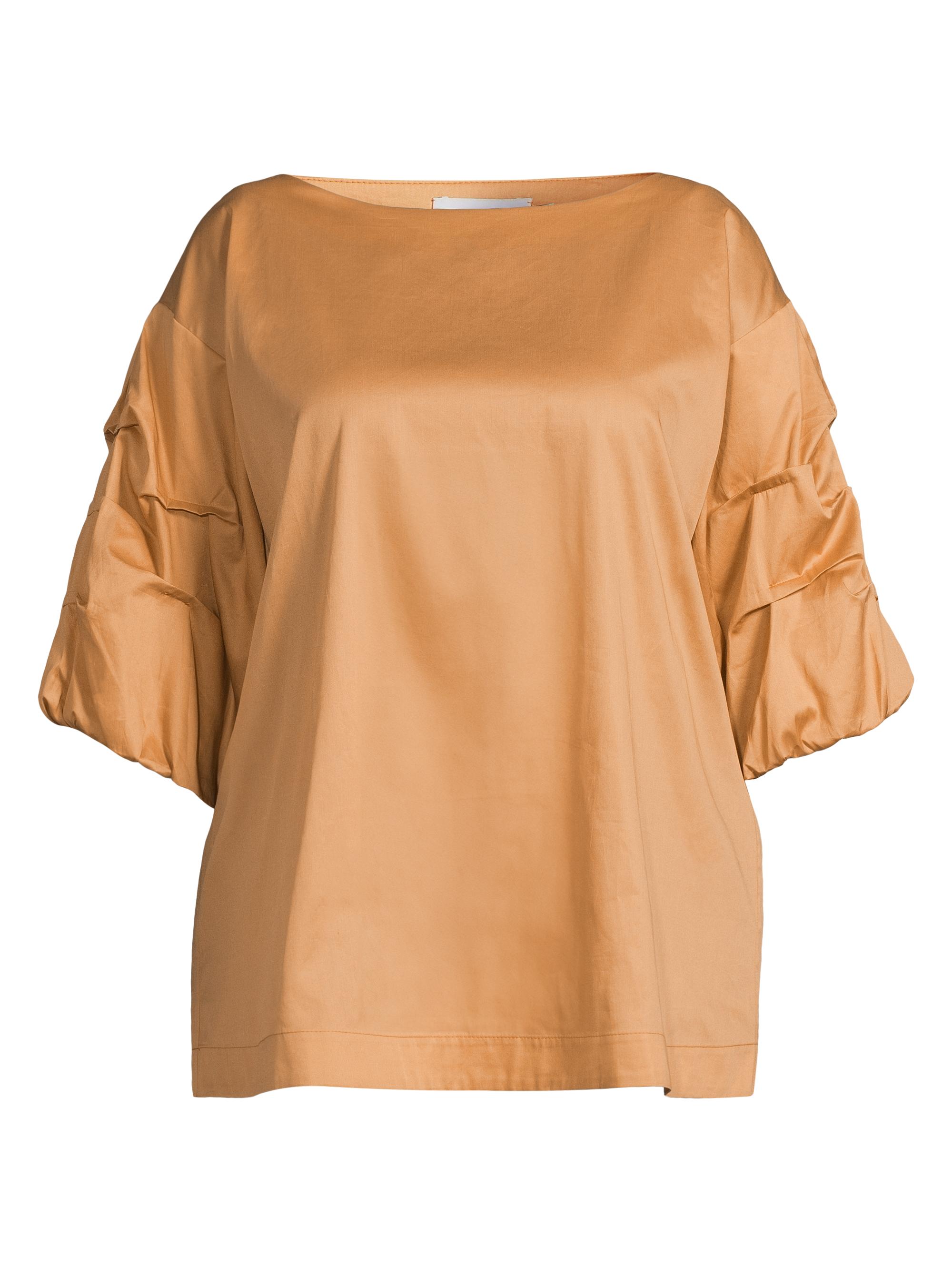 Harshman Women's Plus Balia Popover Cotton Gathered-Sleeve Blouse - Sand
