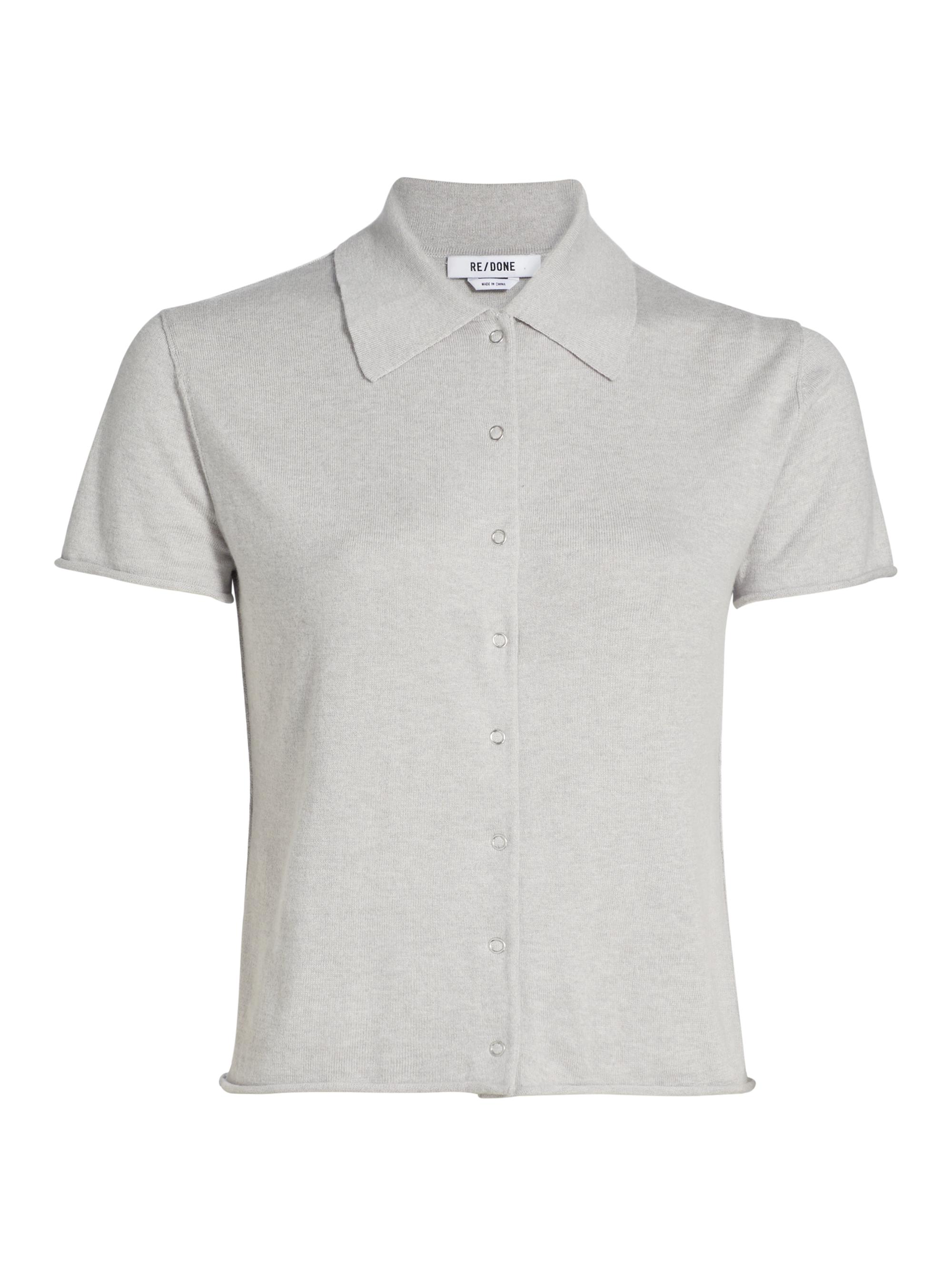 Re/done Women's The Conway Cotton-Blend Polo Shirt - Baby Grey