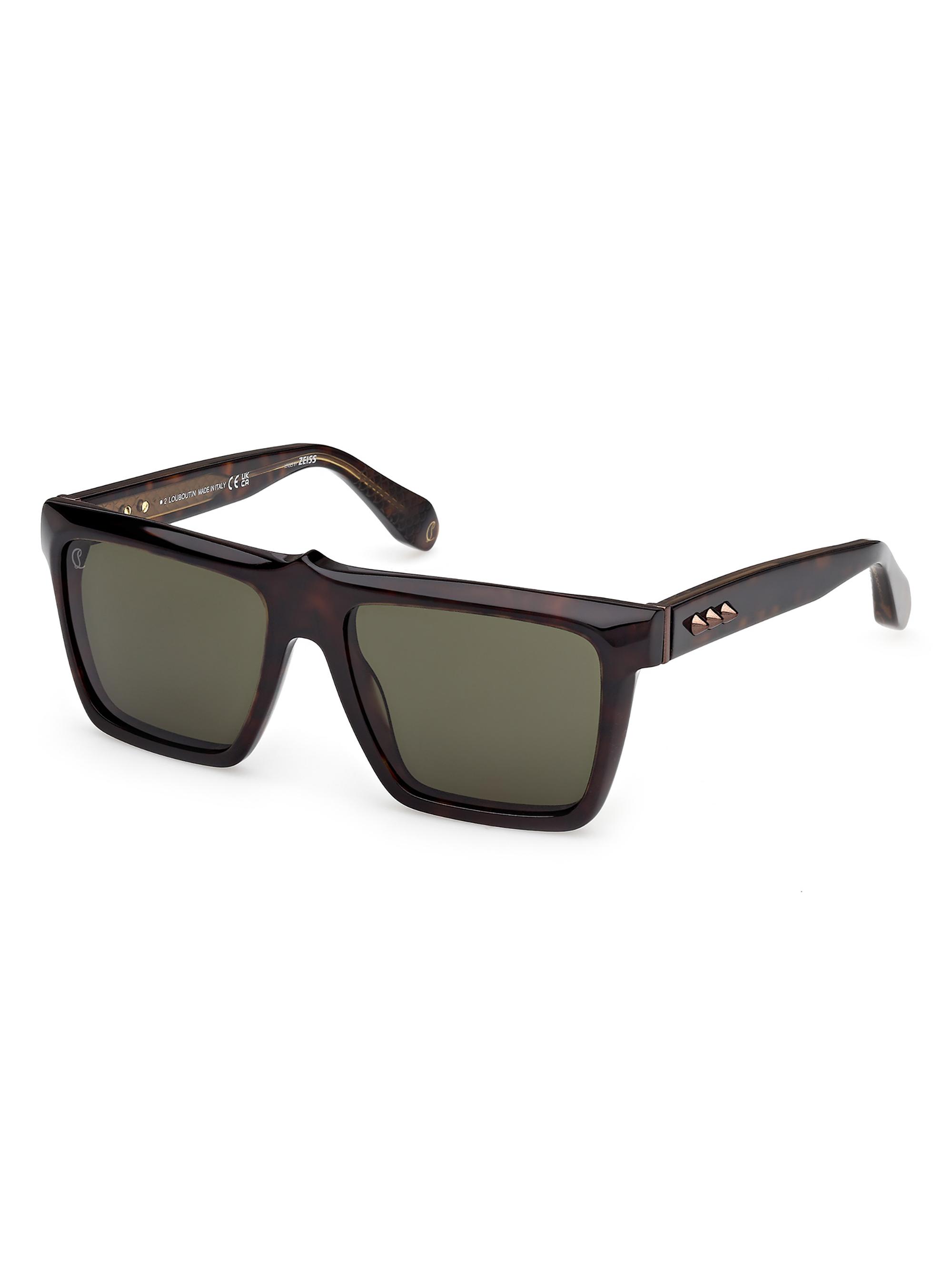 Christian Louboutin Men's 56MM Square Sunglasses - Havana Brown Green