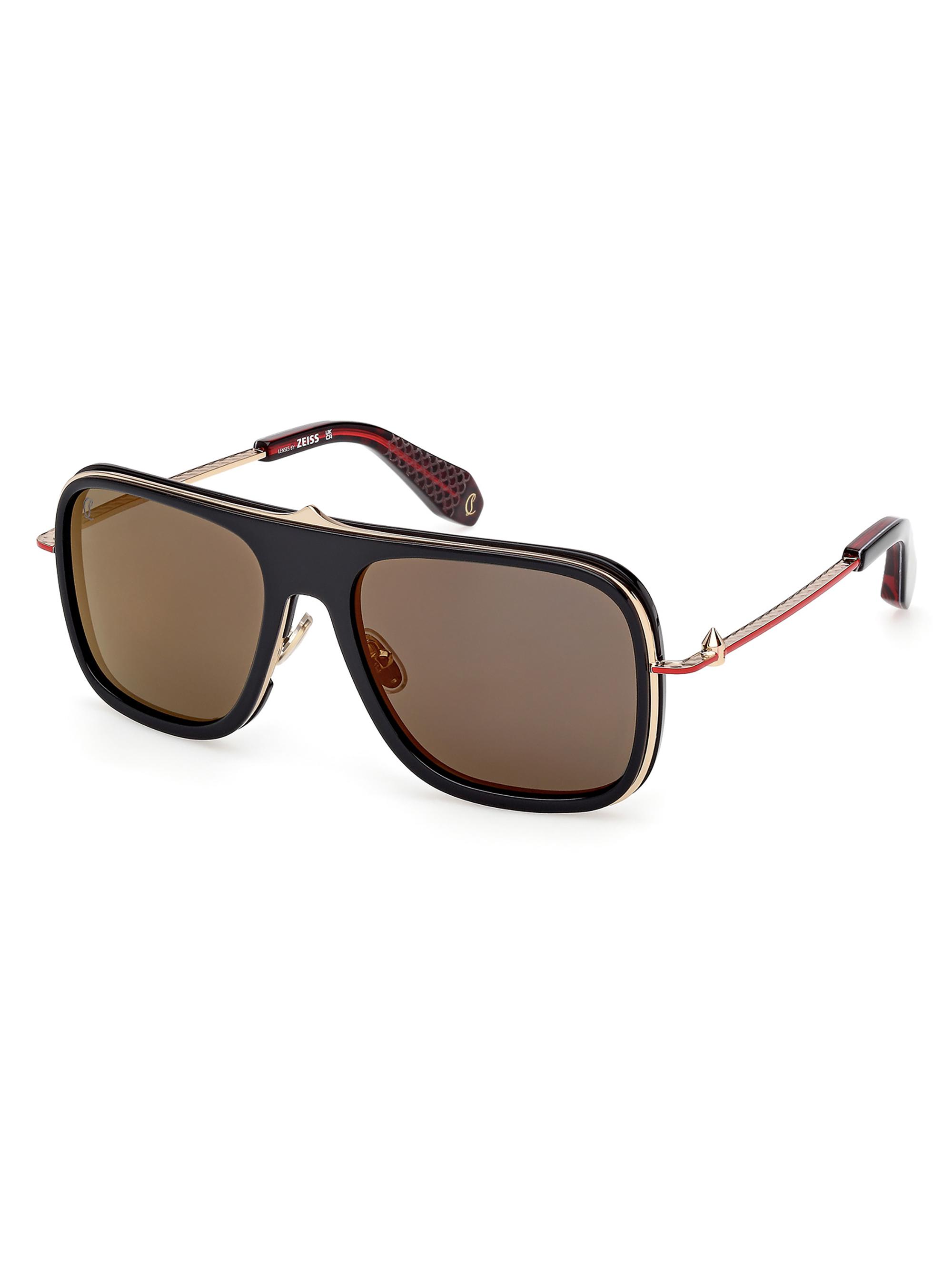 Christian Louboutin Men's 58MM Rectangular Sunglasses - Brown Red Brown