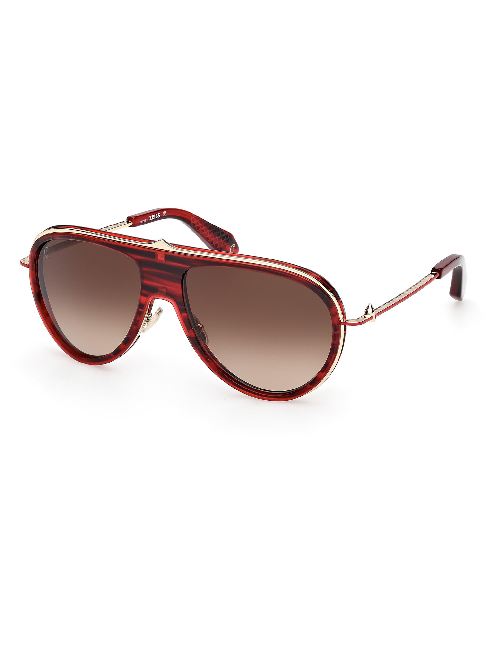 Christian Louboutin Men's 61MM Aviator Sunglasses - Red Havana Brown
