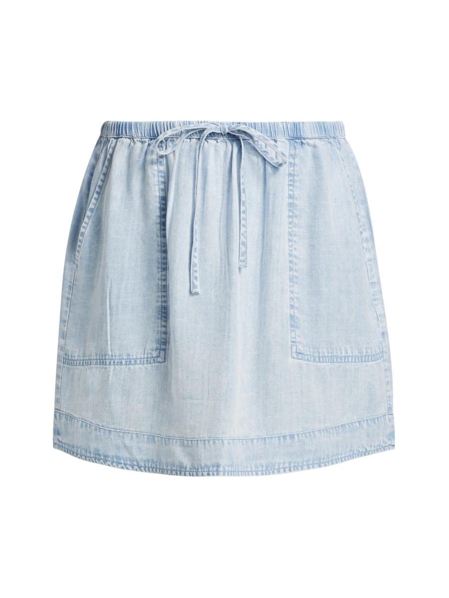 Drawstring Denim Mini Skirt