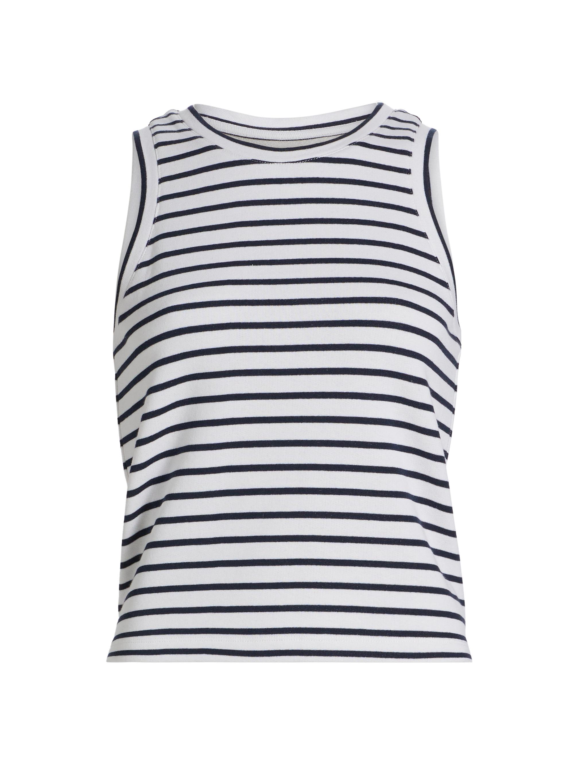 Stellae Dux Women's Striped Cotton-Blend Tank Top - Optic White Navy