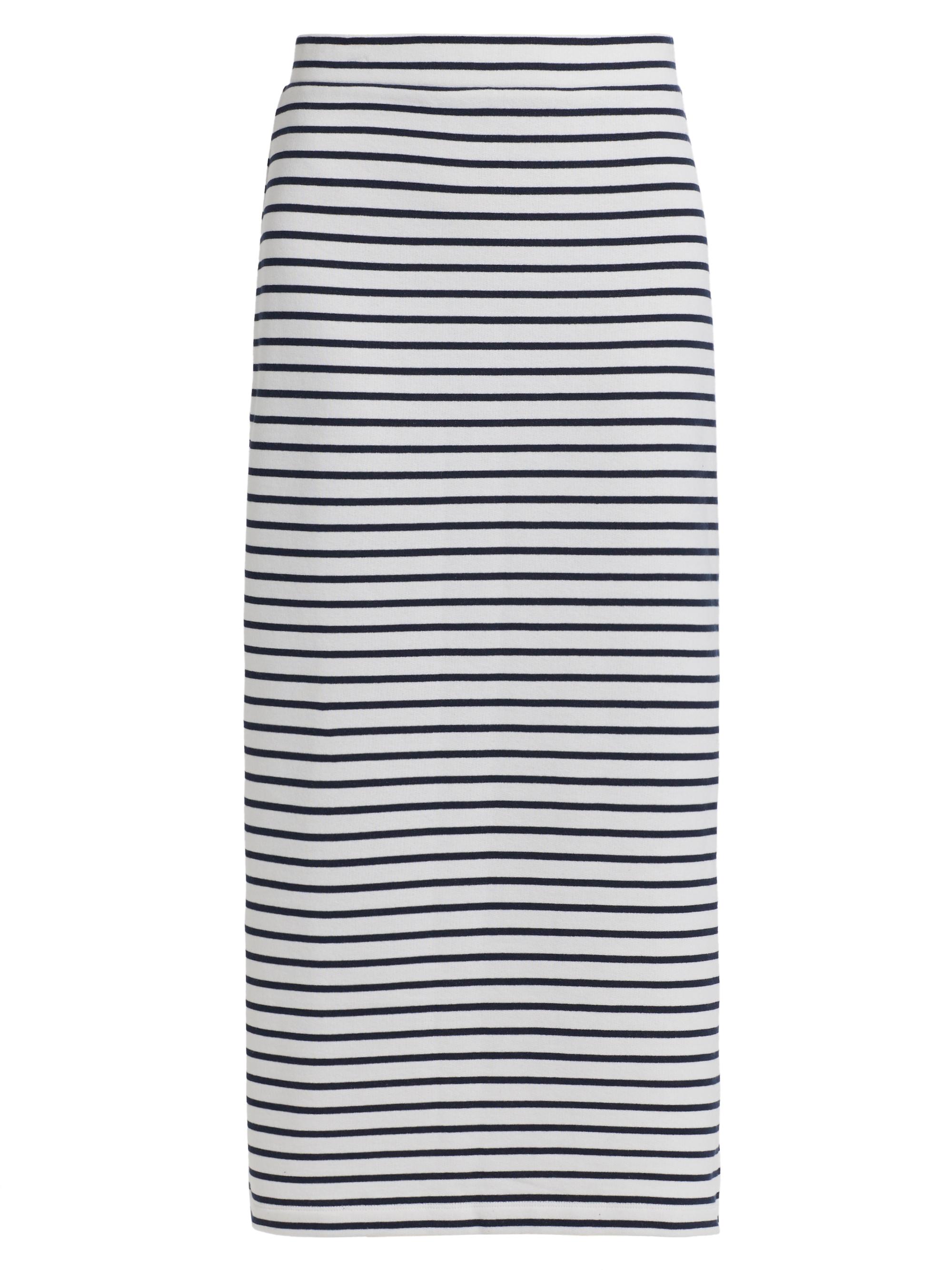 Stellae Dux Women's Striped High-Rise Body-Con Maxi Skirt - Optic White Navy