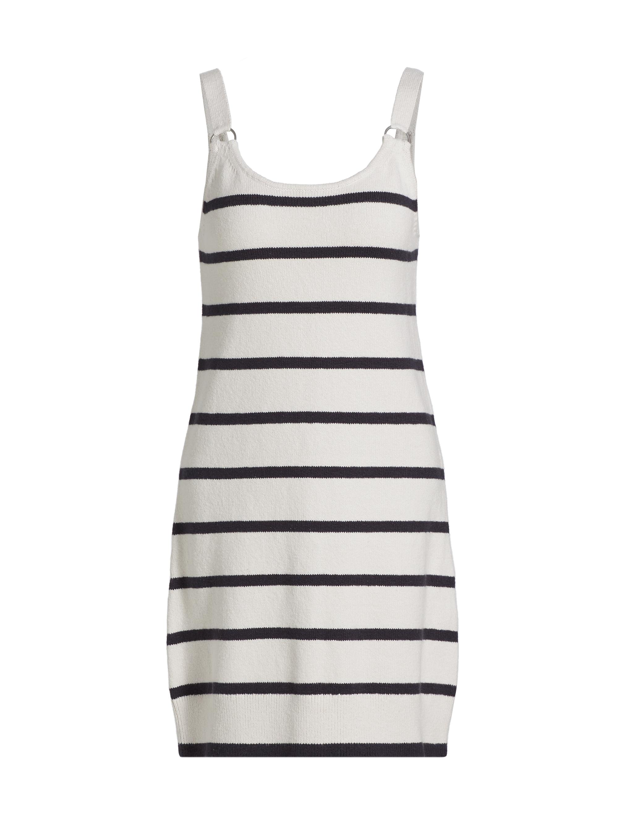 Stellae Dux Women's Striped Knit Cotton Minidress - Moonstone Lead