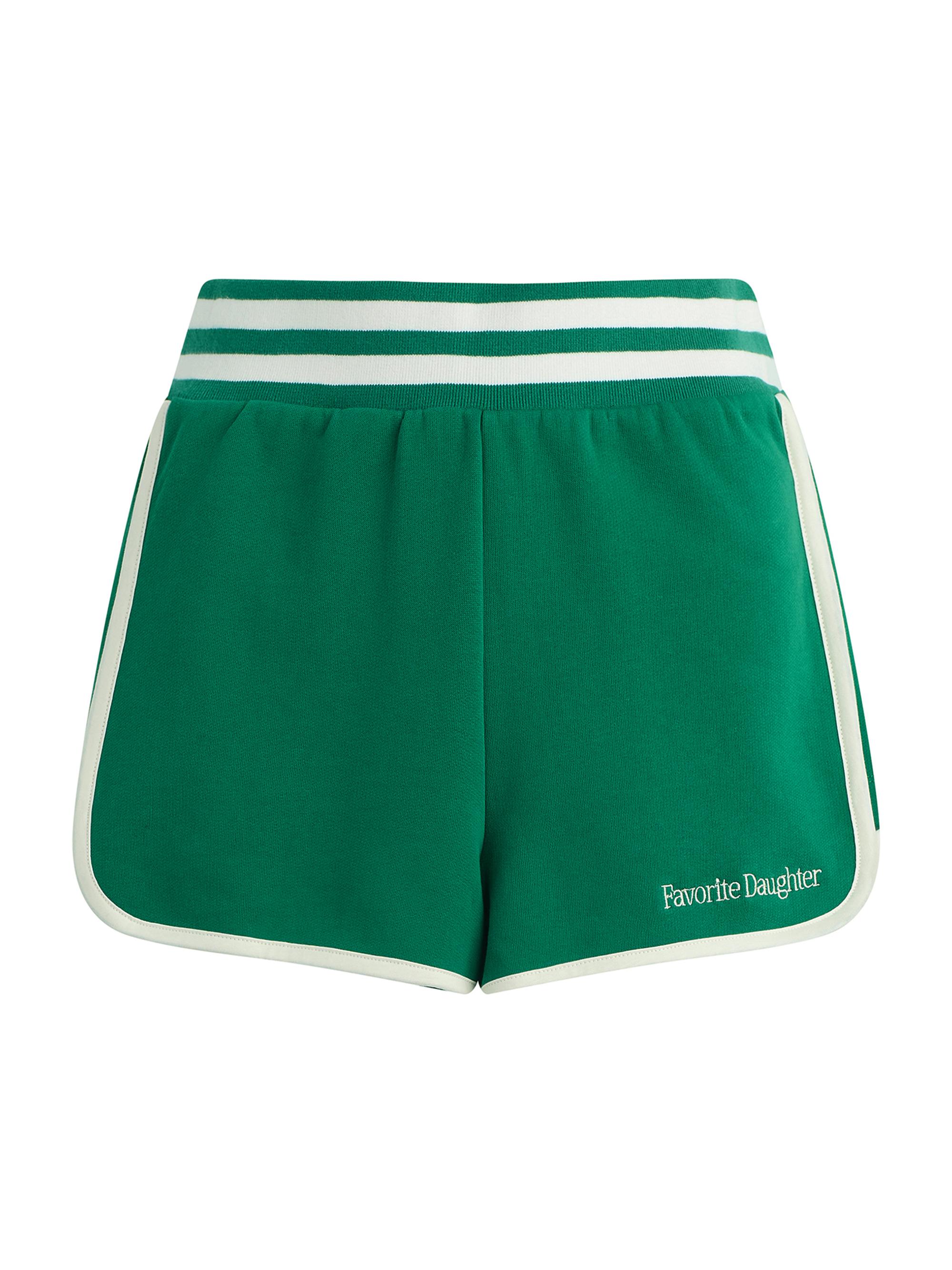 Favorite Daughter Women's The Ivy League Logo-Embroidered Cotton Shorts - Emerald
