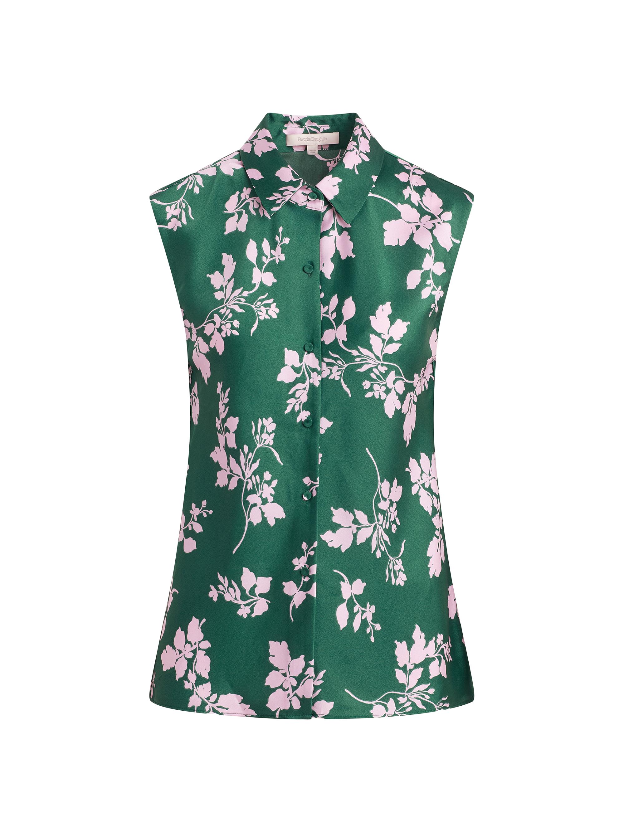 Favorite Daughter Women's The Agatha Floral Button-Front Top - Emerald Floral