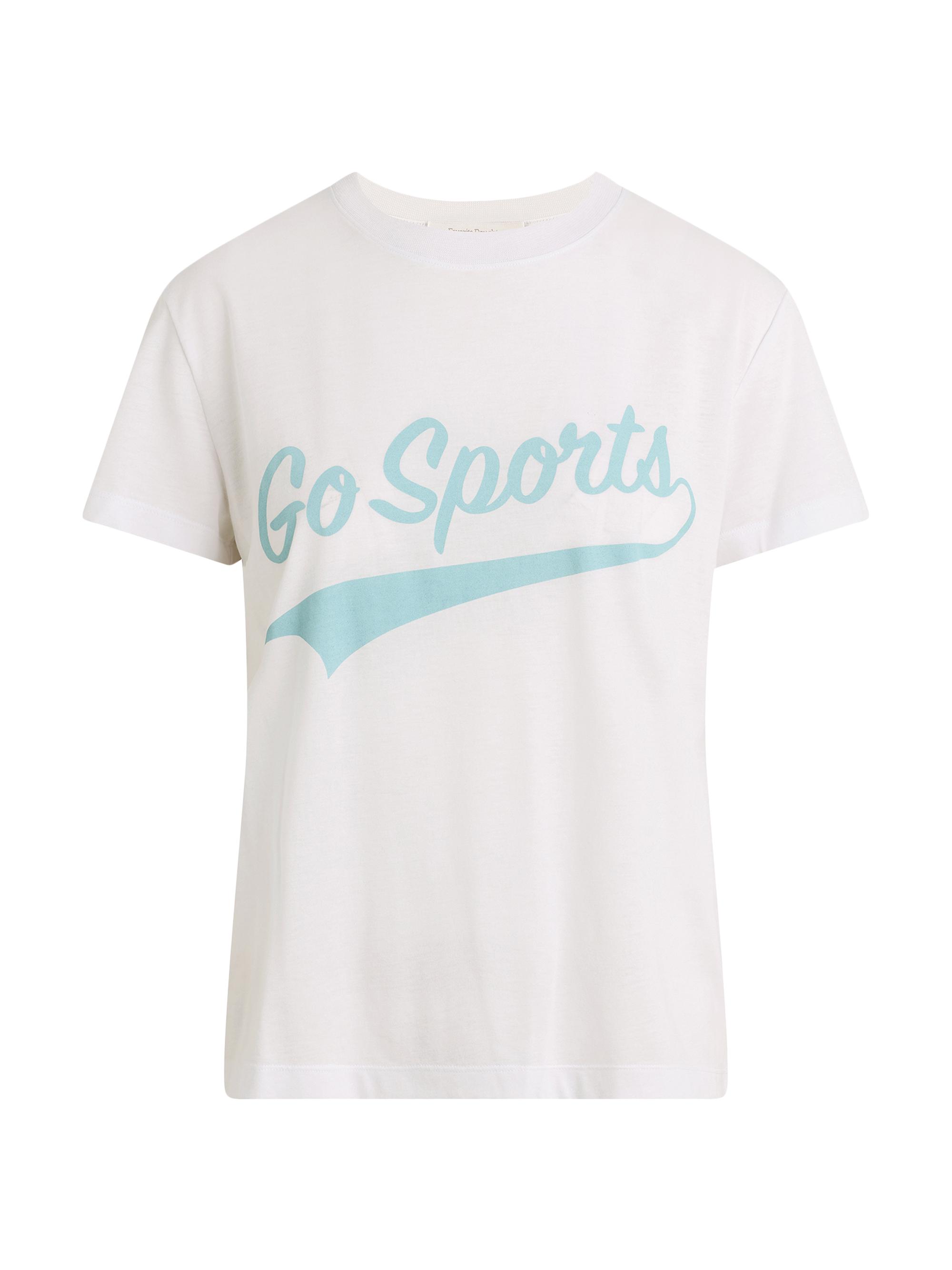 Favorite Daughter Women's Go Sports Graphic T-Shirt - White Baby Blue