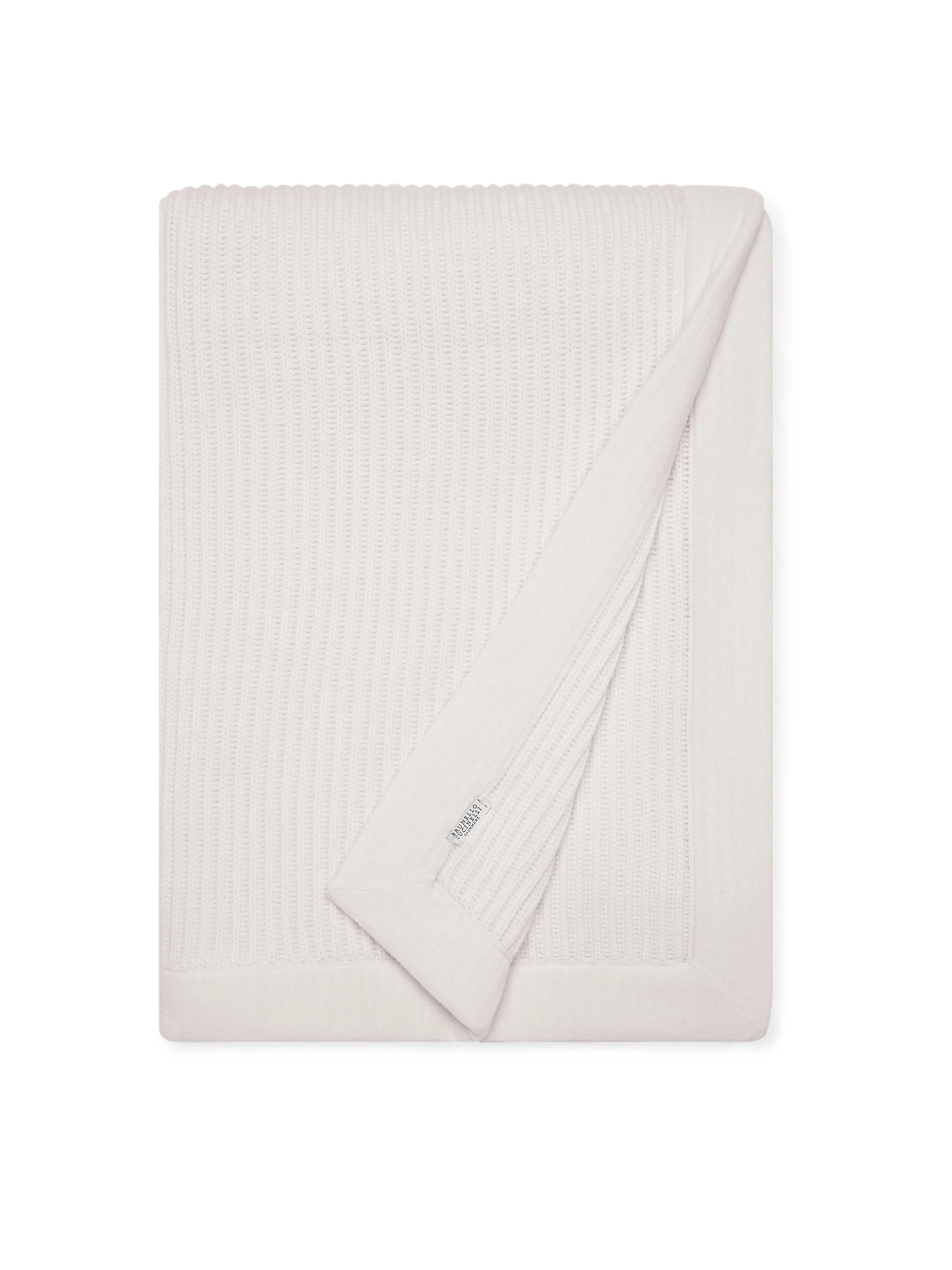 Brunello Cucinelli Cashmere Half English Rib Knit Throw - White