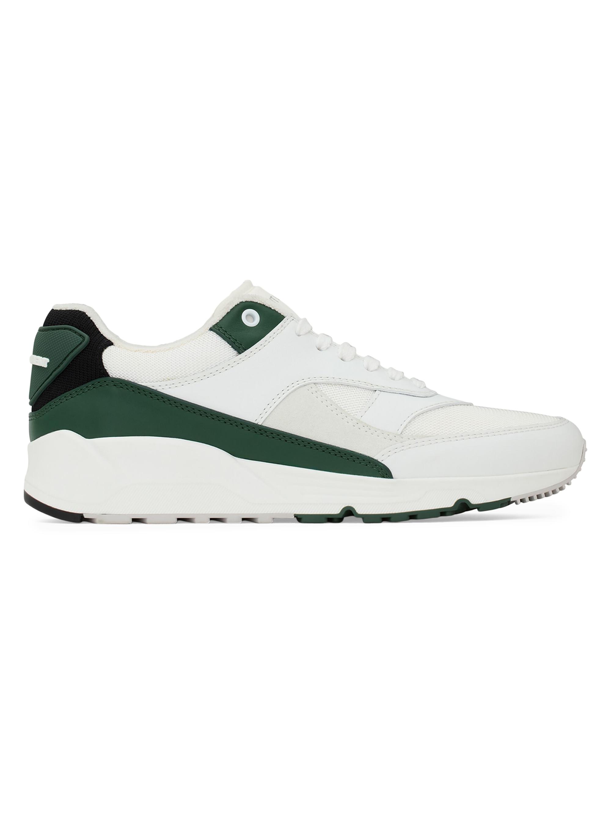 Saint Laurent Men's Bump Sneakers in Smooth Leather - White Dark Basil