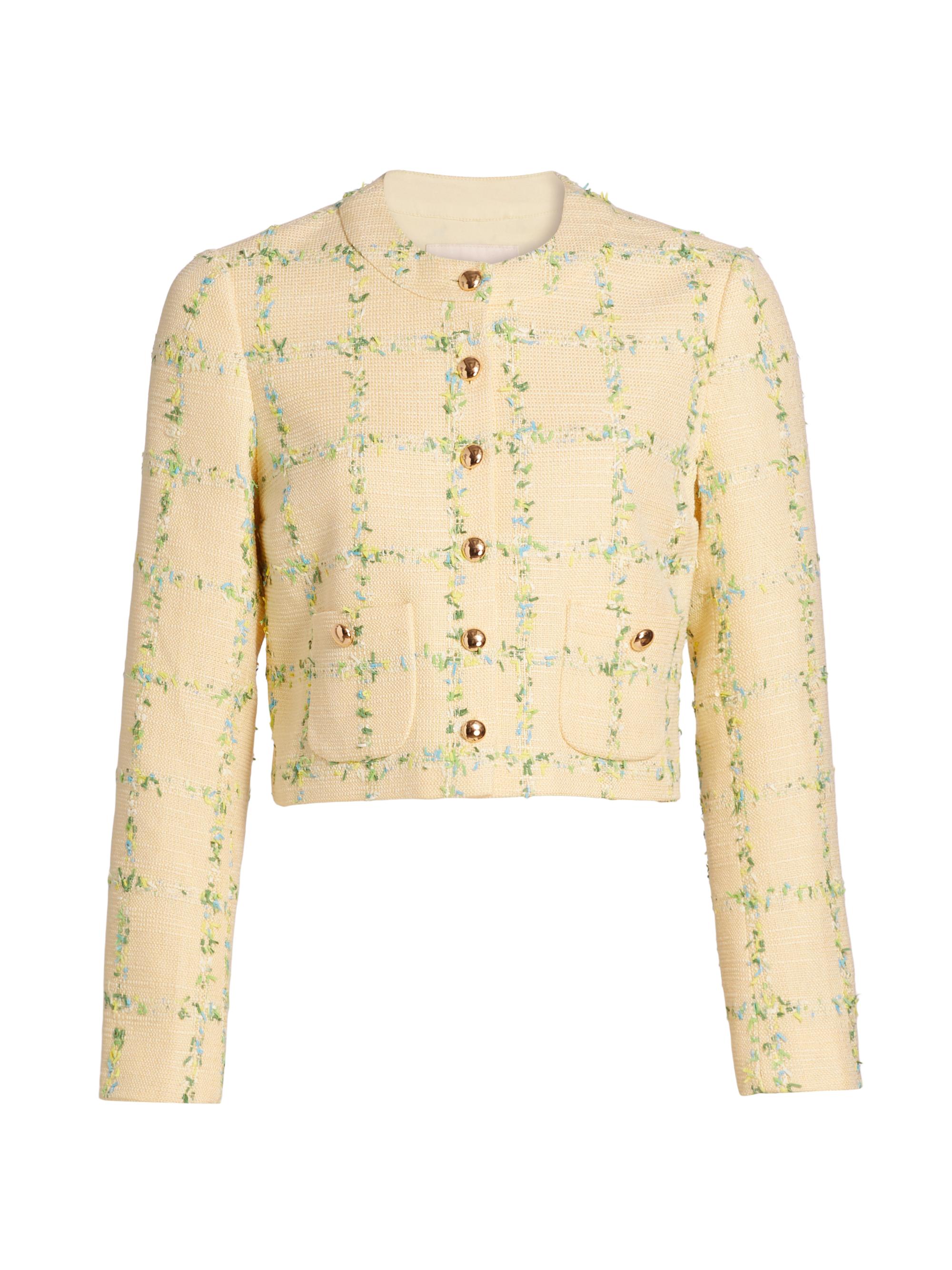 Amanda Uprichard Women's Maven Check Tweed Jacket - Yellow