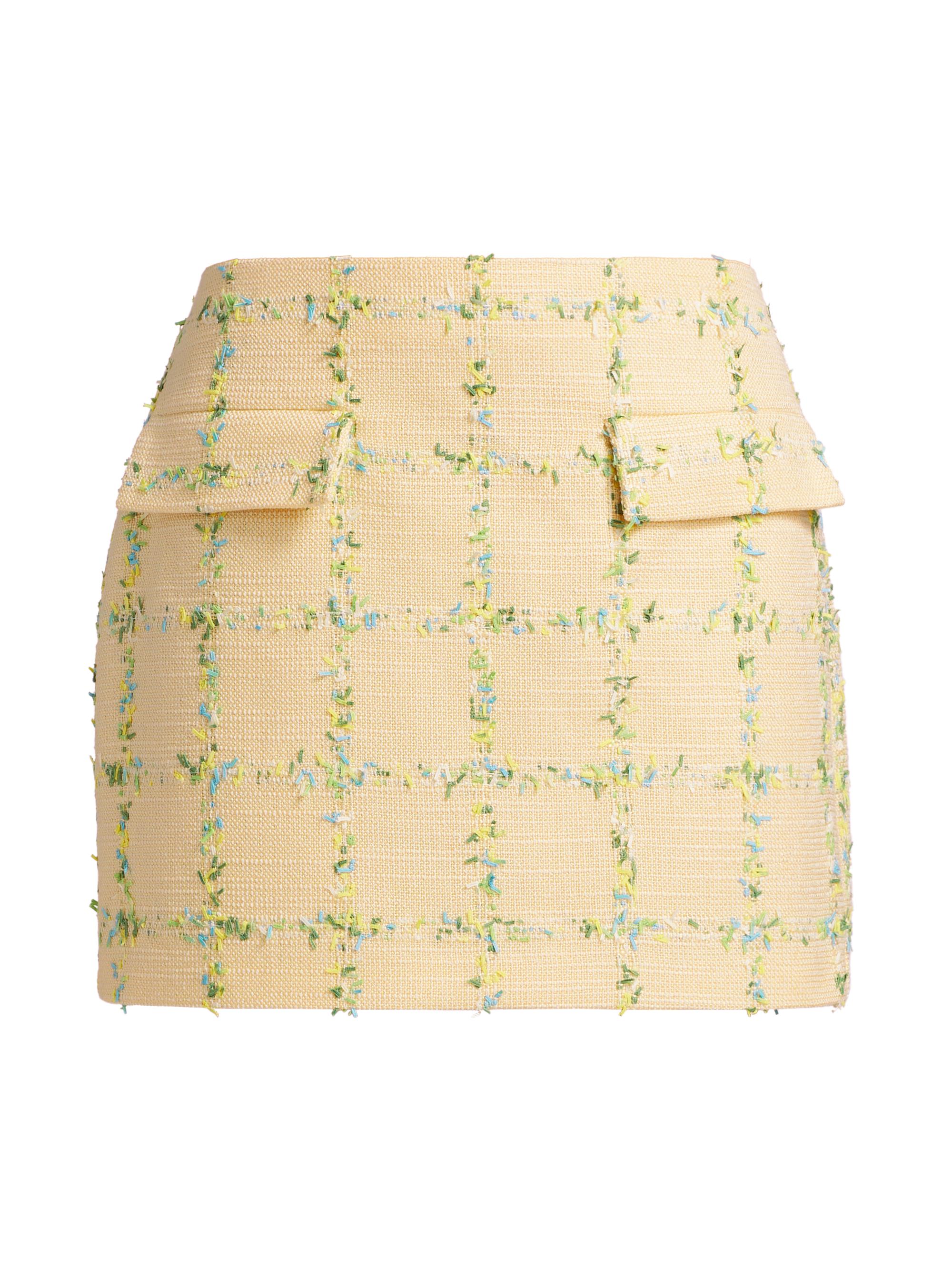 Amanda Uprichard Women's Perth Check Tweed Miniskirt - Yellow