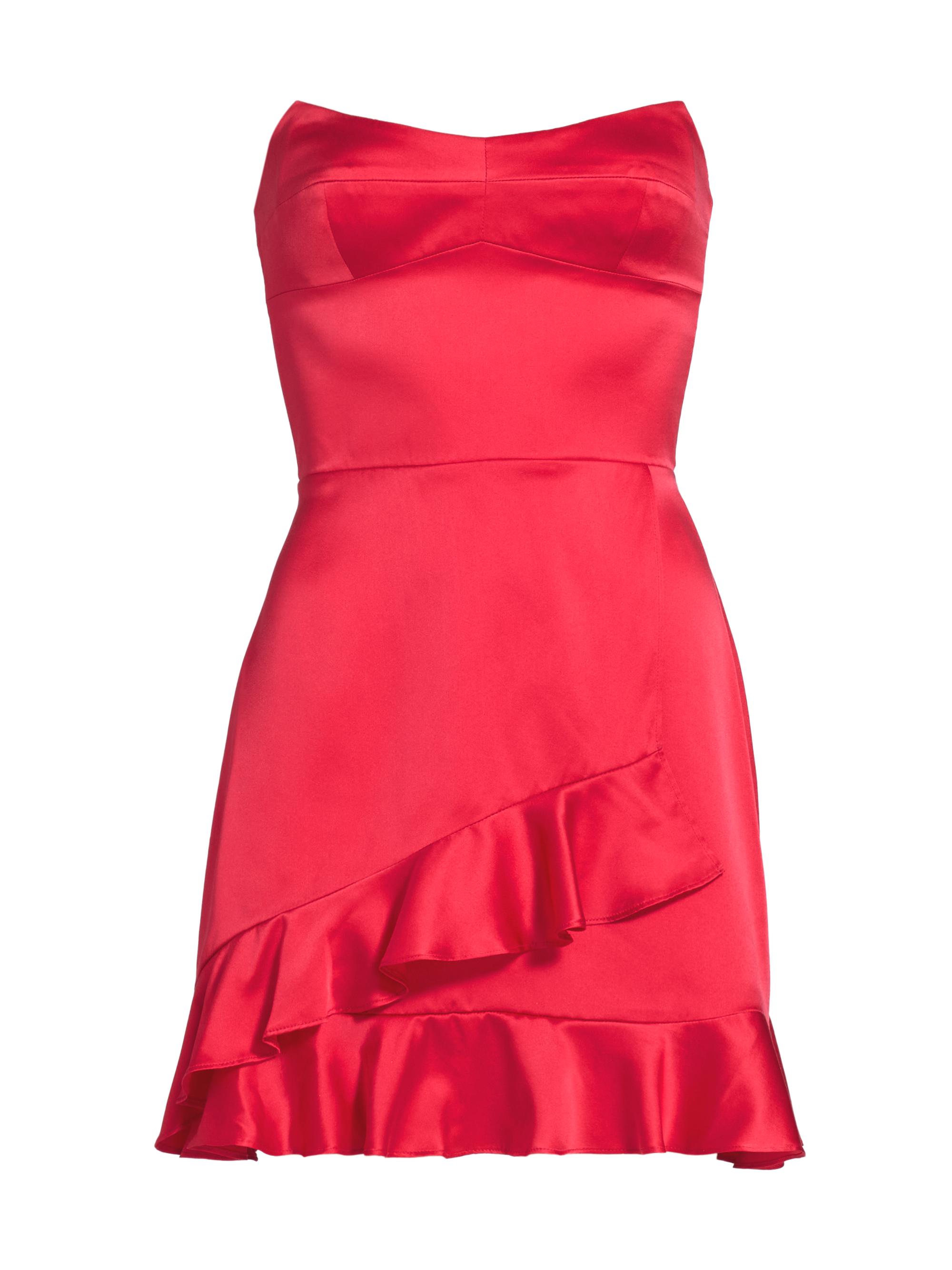 Amanda Uprichard Women's Magnolia Ruffled Silk Strapless Minidress - Fiesta