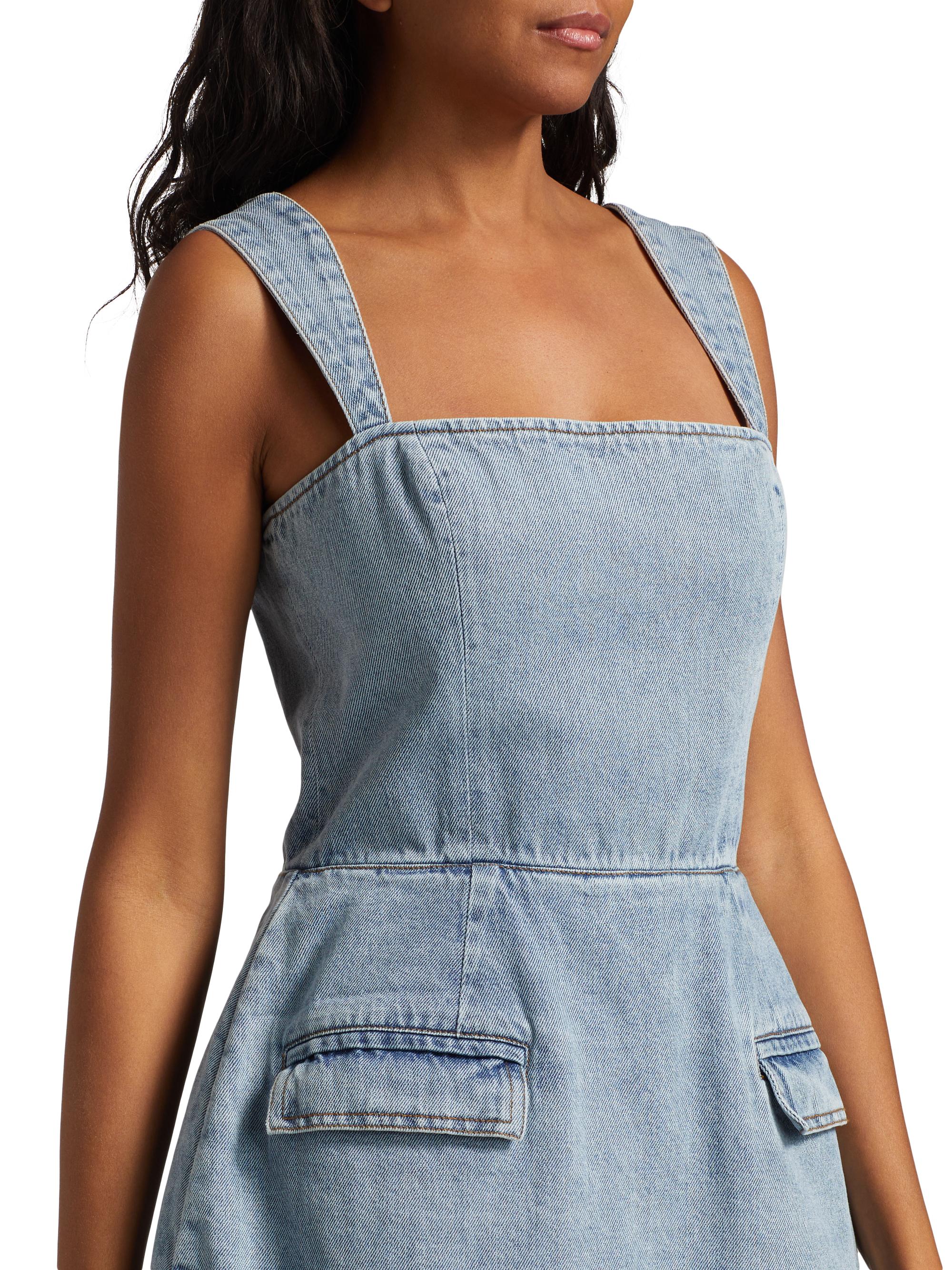 Amanda Uprichard Bethany Denim A-Line Romper | Saks Fifth Avenue