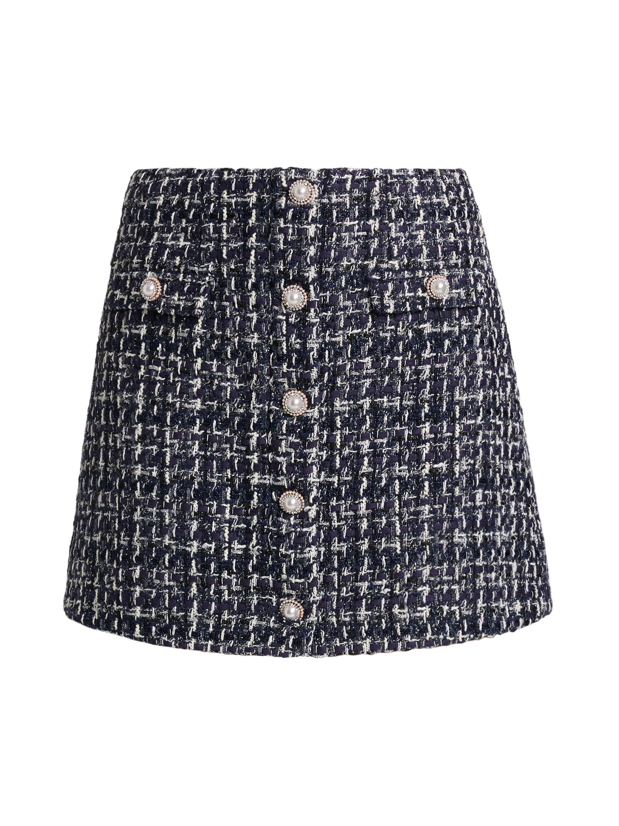 Generation Love Women's Jinny Tweed Miniskirt - Navy White Multi