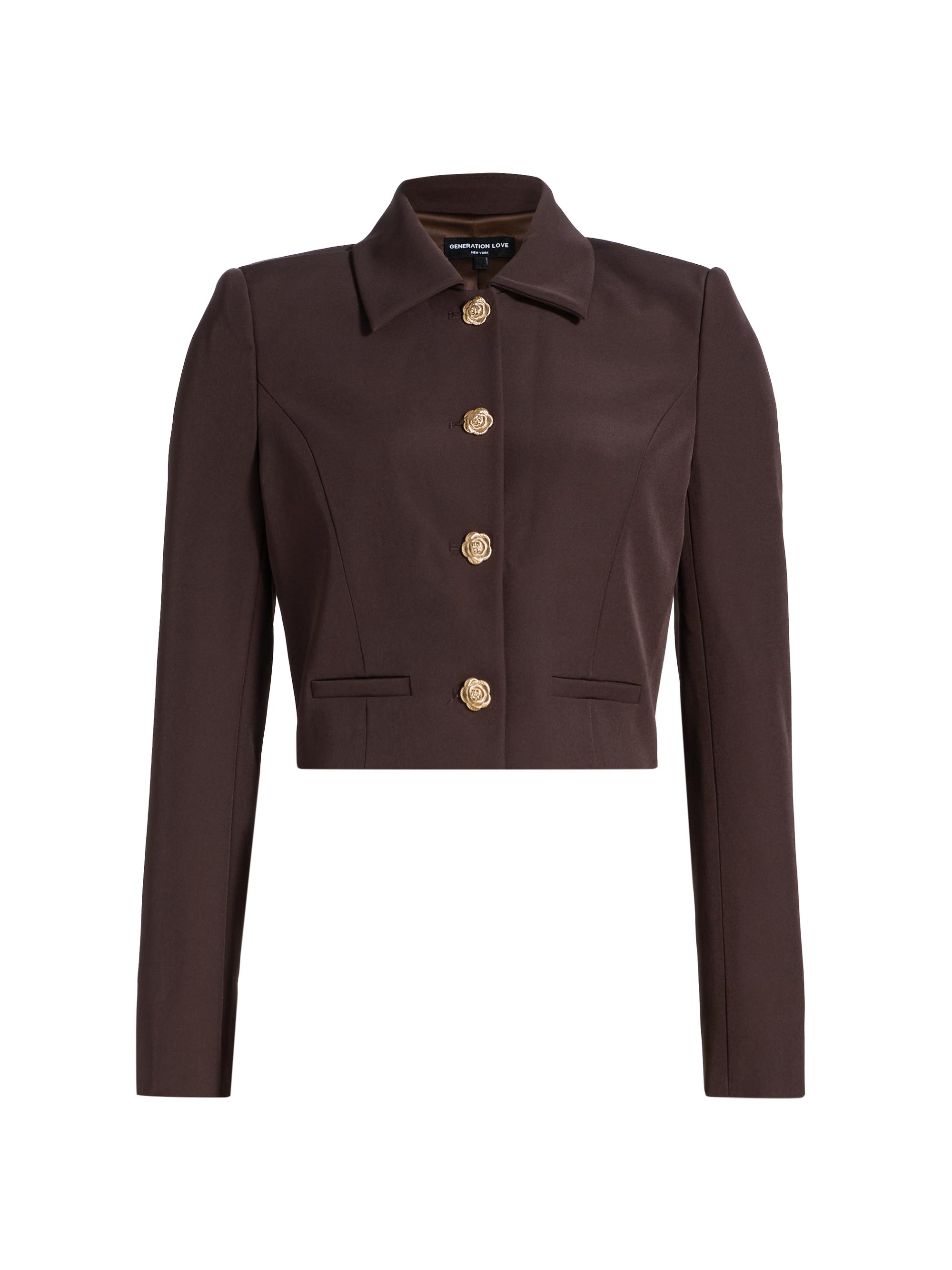 Generation Love Women's Oliver Stretch Crepe Cropped Blazer - Brown