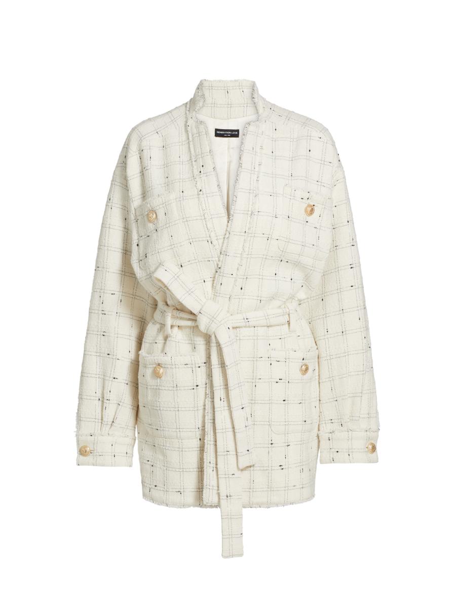 Generation Love Lainey Windowpane Tweed Wrap Jacket | Saks Fifth