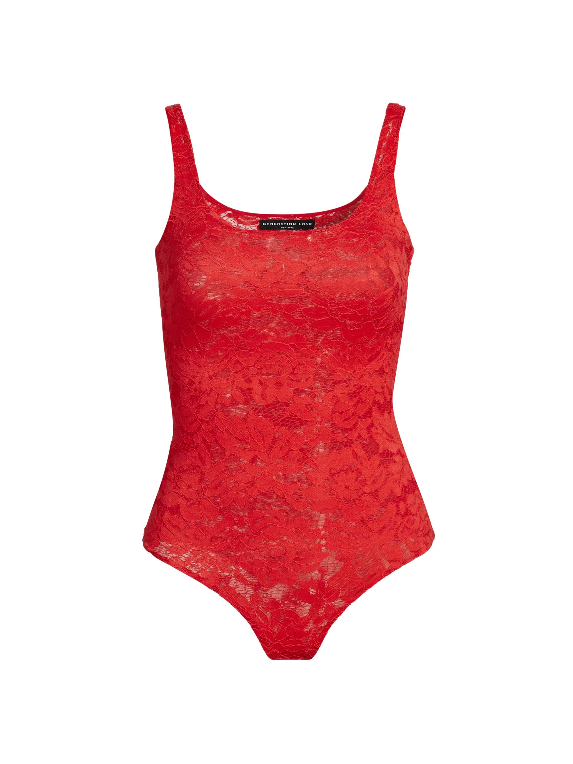 Generation Love Women's Gigi Floral Lace Bodysuit - Flame