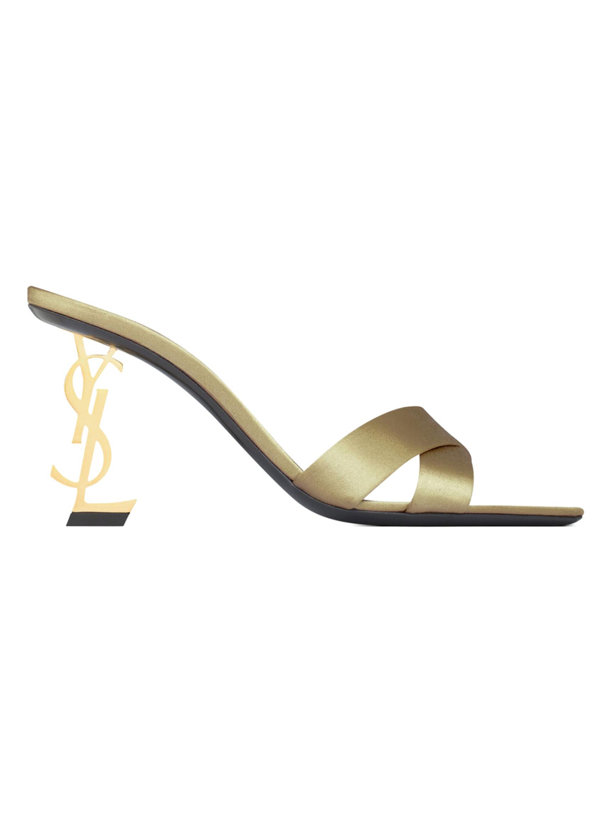 Saint Laurent Women's Opyum Mules in Satin Crepe - Grain Beige