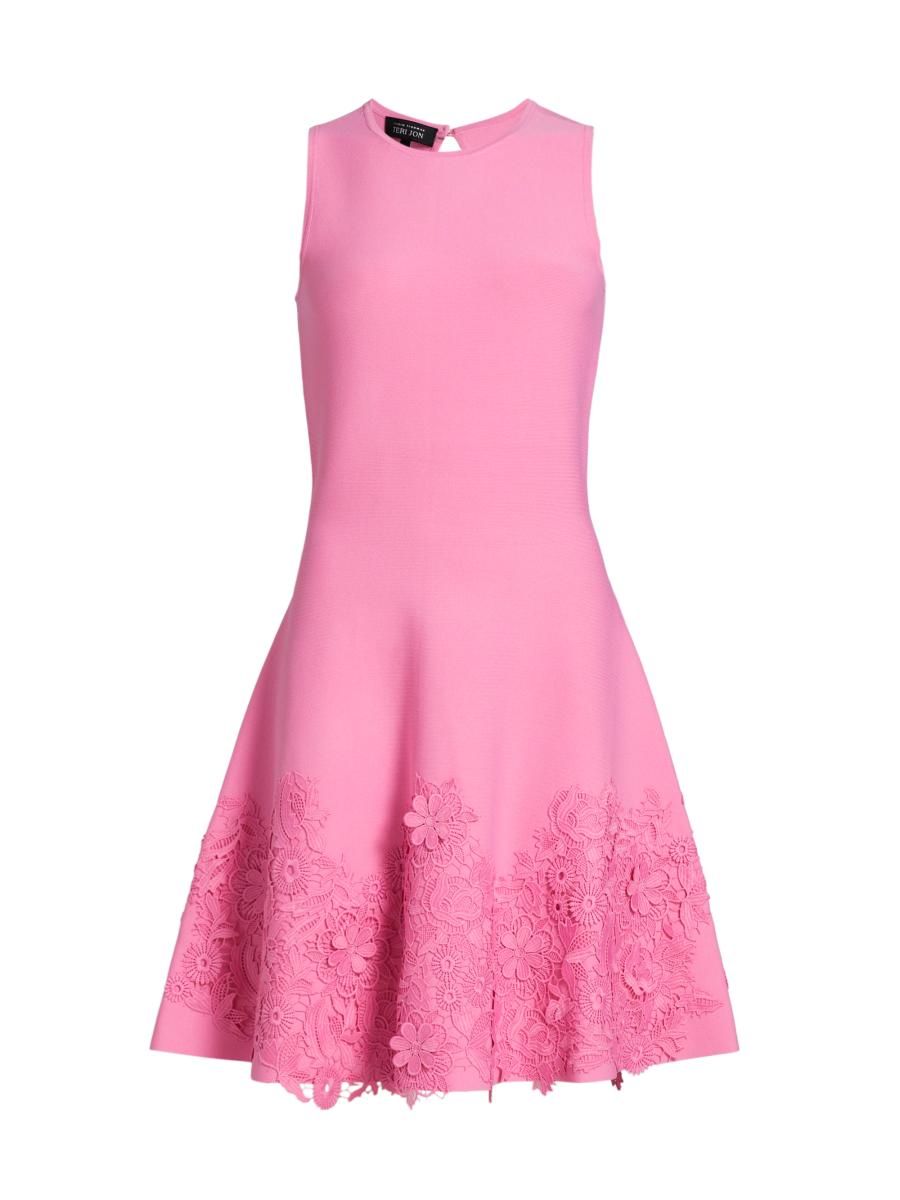 Teri Jon Women's Lace Trim Fit-&-flare Cocktail Dress