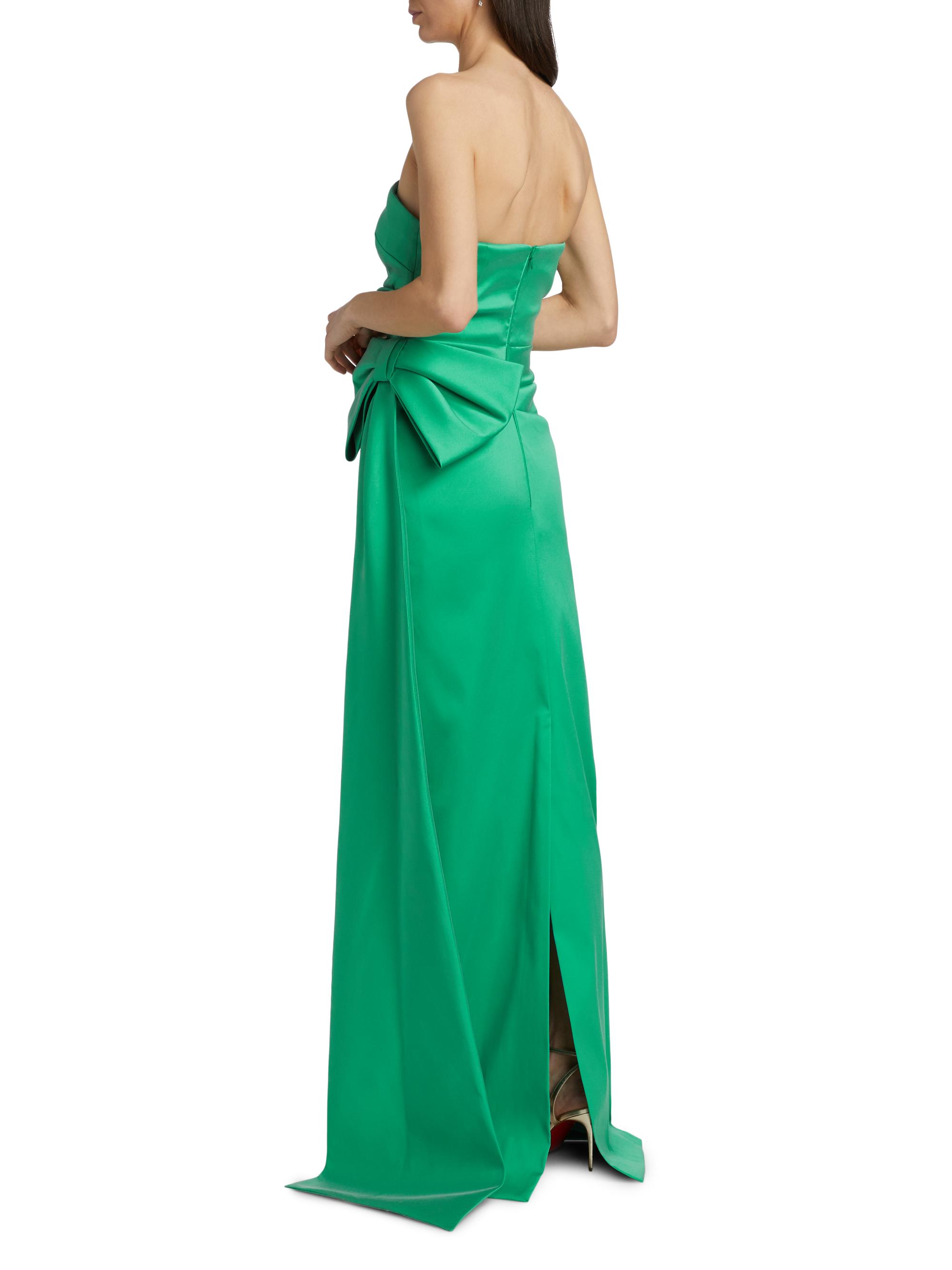 teri jon emerald green dress Crepe Asymmetrical Gown