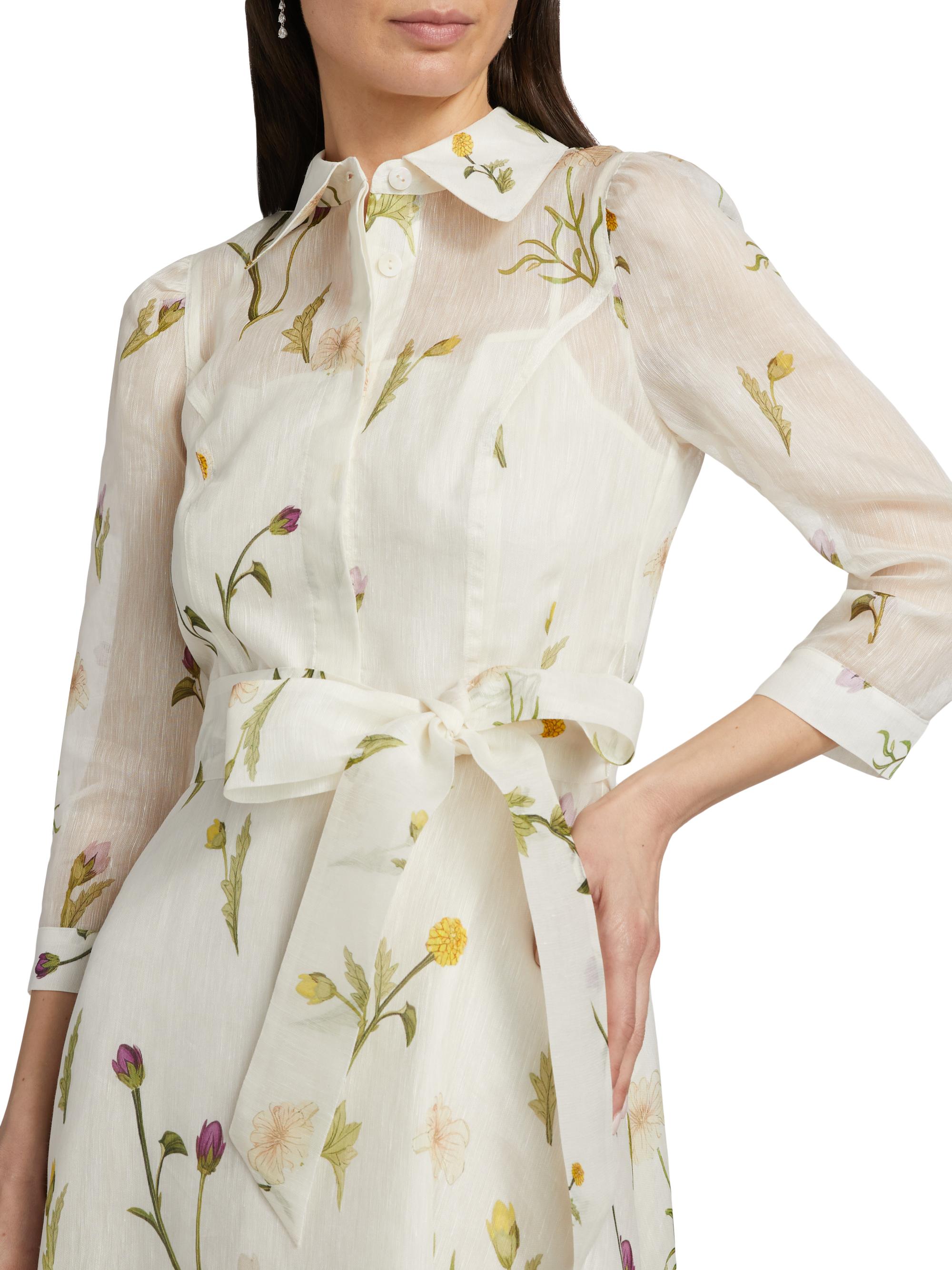 Teri Jon By Rickie Freeman Women's Floral Button-Front Cocktail Dress - Ivory Multi - Size 12