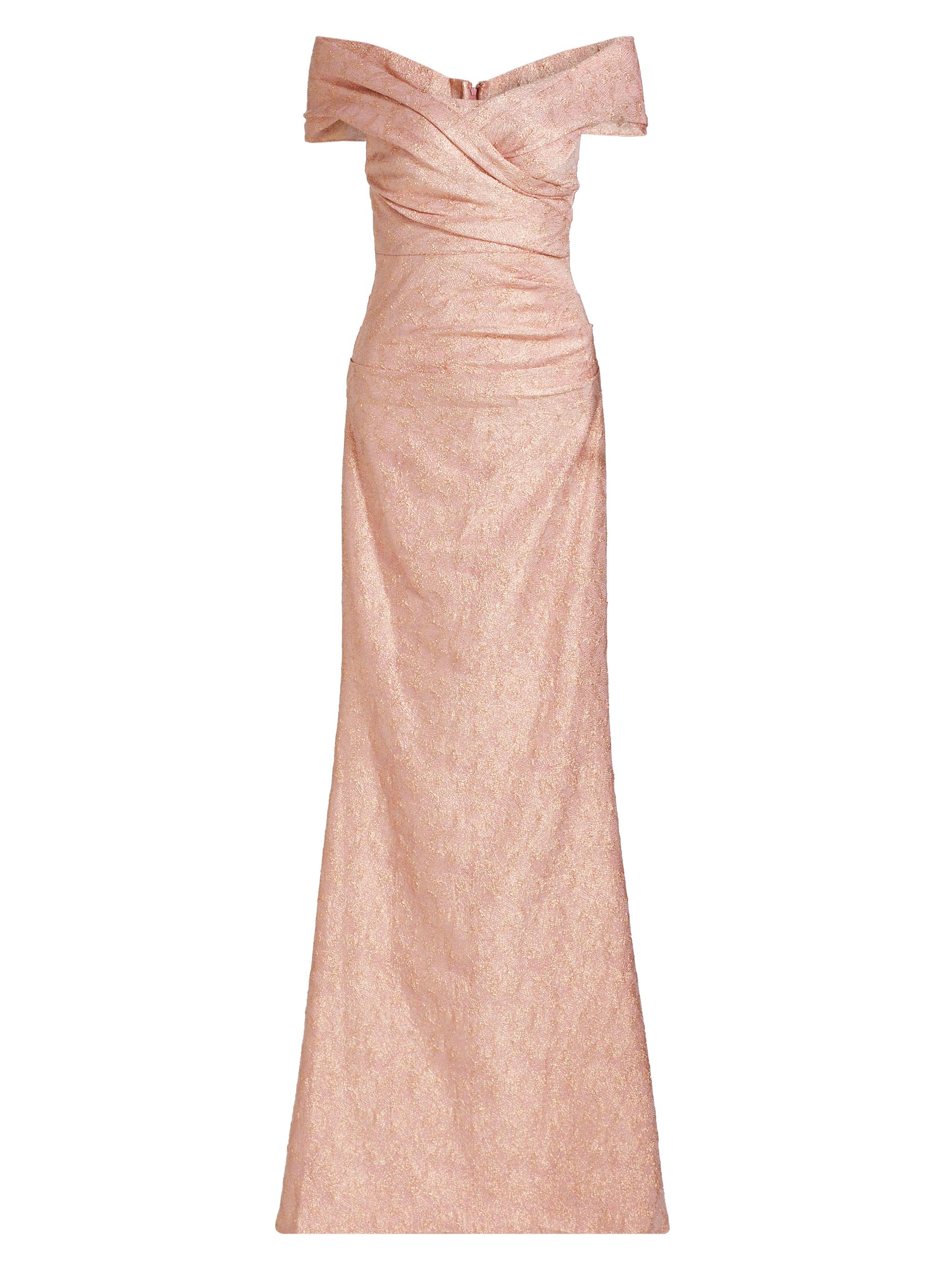 Teri Jon by Rickie Freeman Women's Metallic Jacquard Off-the-Shoulder Gown - Rose Gold