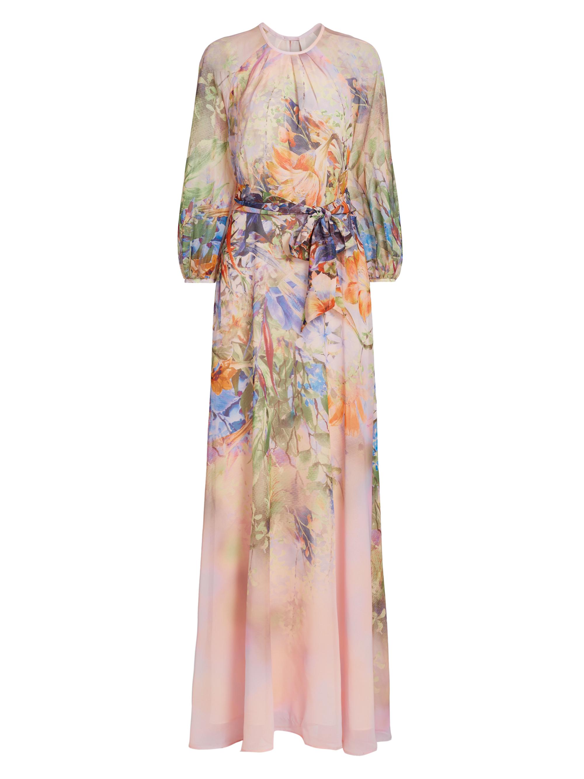 Teri Jon by Rickie Freeman Women's Floral Chiffon Long-Sleeve Gown - Peach Multi