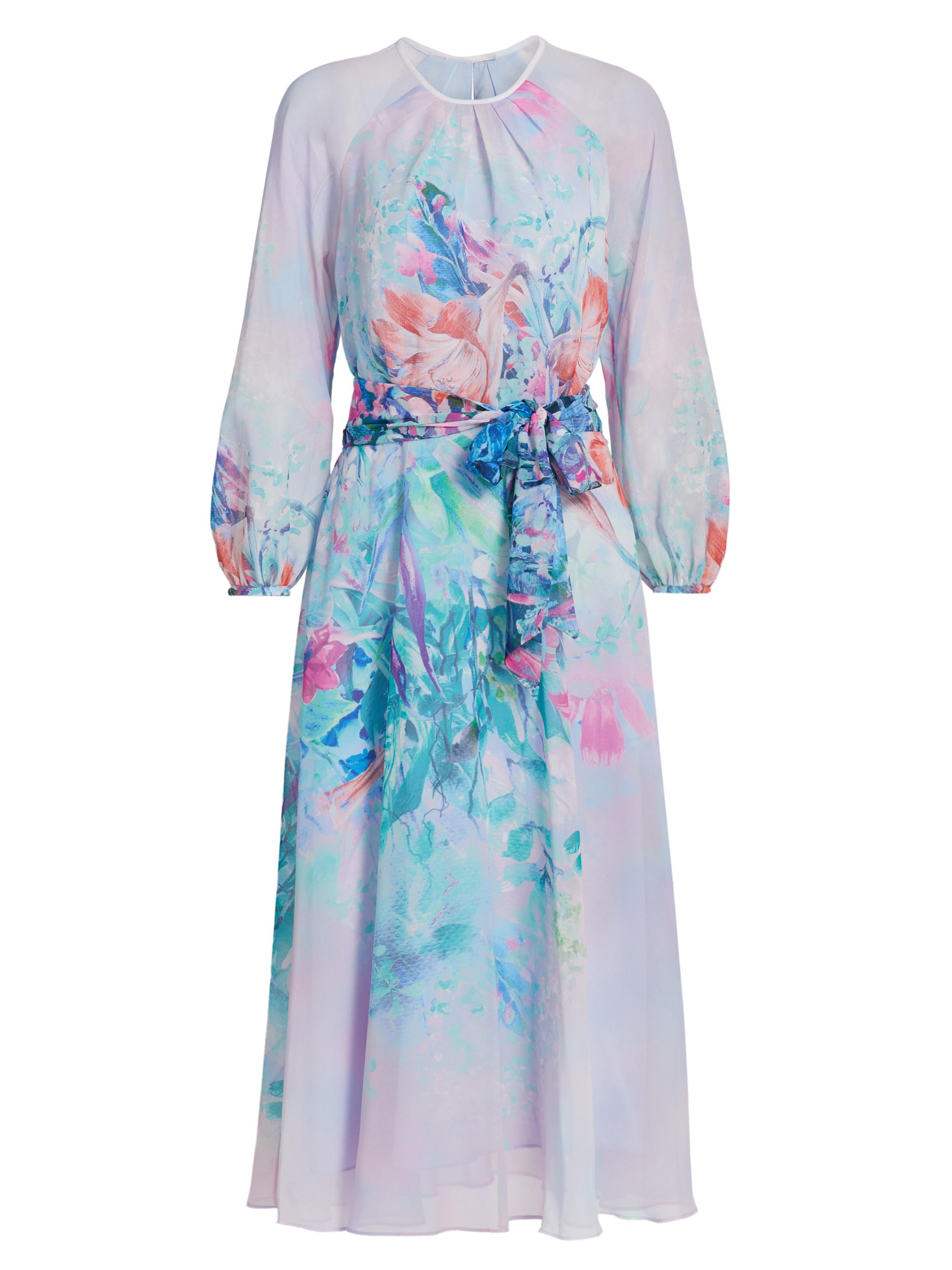 Teri Jon by Rickie Freeman Women's Floral A-Line Midi-Dress - Light Blue Multi